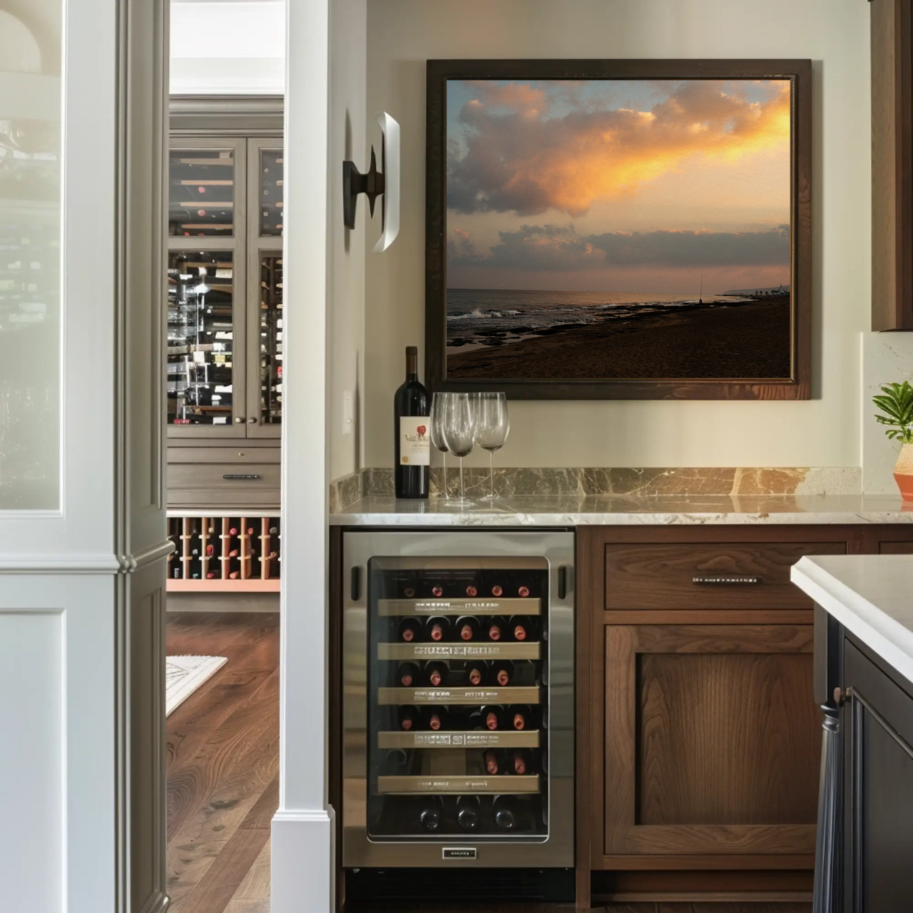 Sunset Beach Fine Art Print - Passepartout Framed Wall Art product thumbnail image