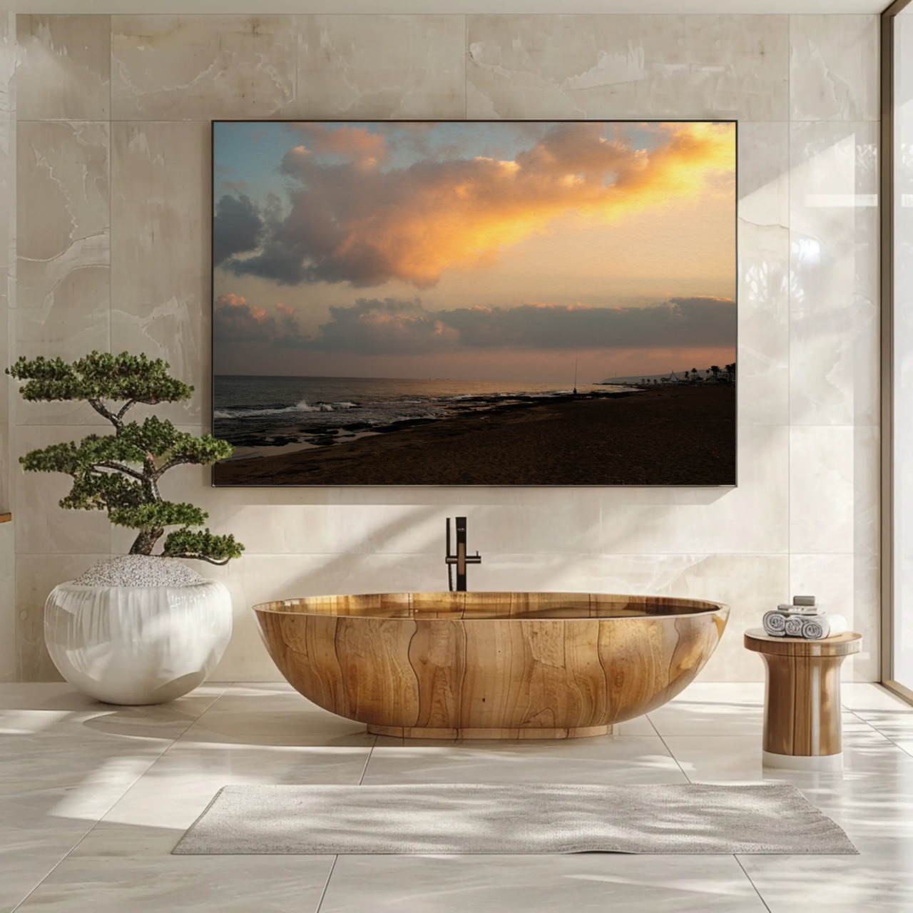 Sunset Beach Fine Art Print - Passepartout Framed Wall Art product thumbnail image