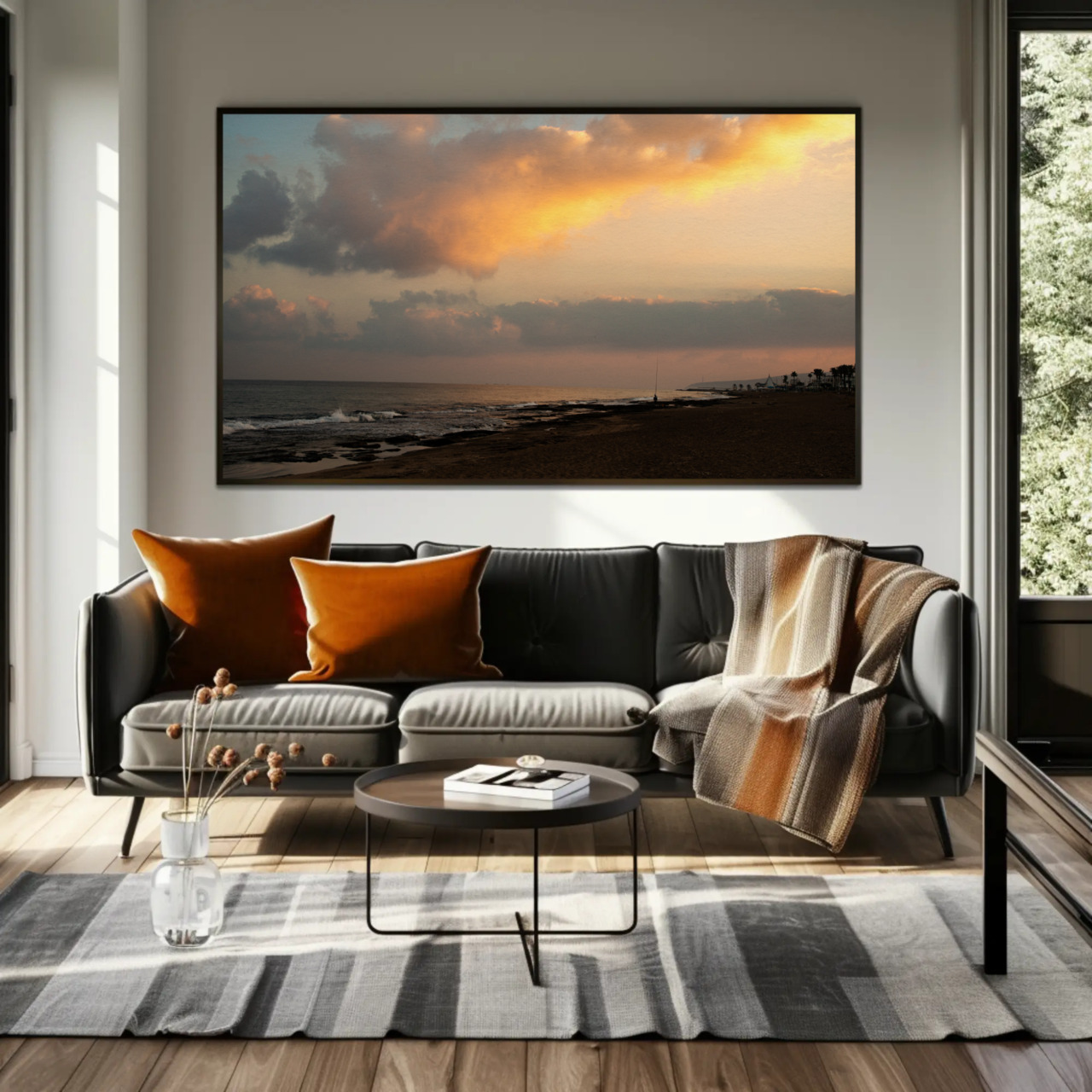Sunset Beach Fine Art Print - Passepartout Framed Wall Art product thumbnail image