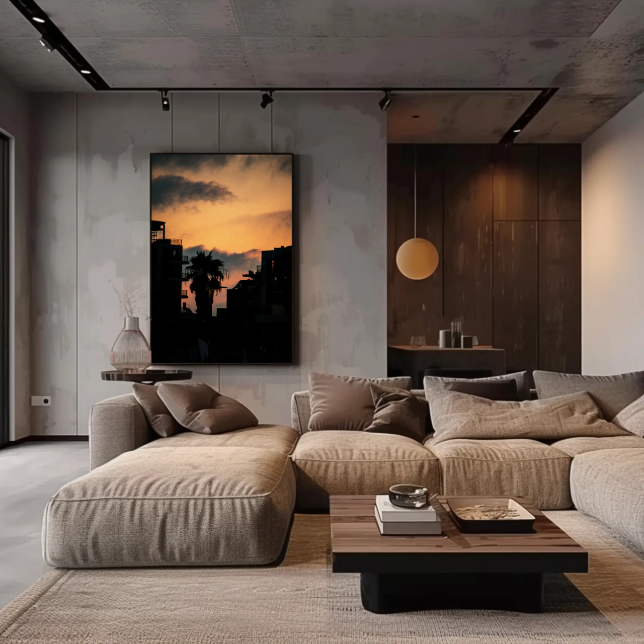 Sunset Cityscape Fine Art Print - Framed Passepartout Decor product thumbnail image