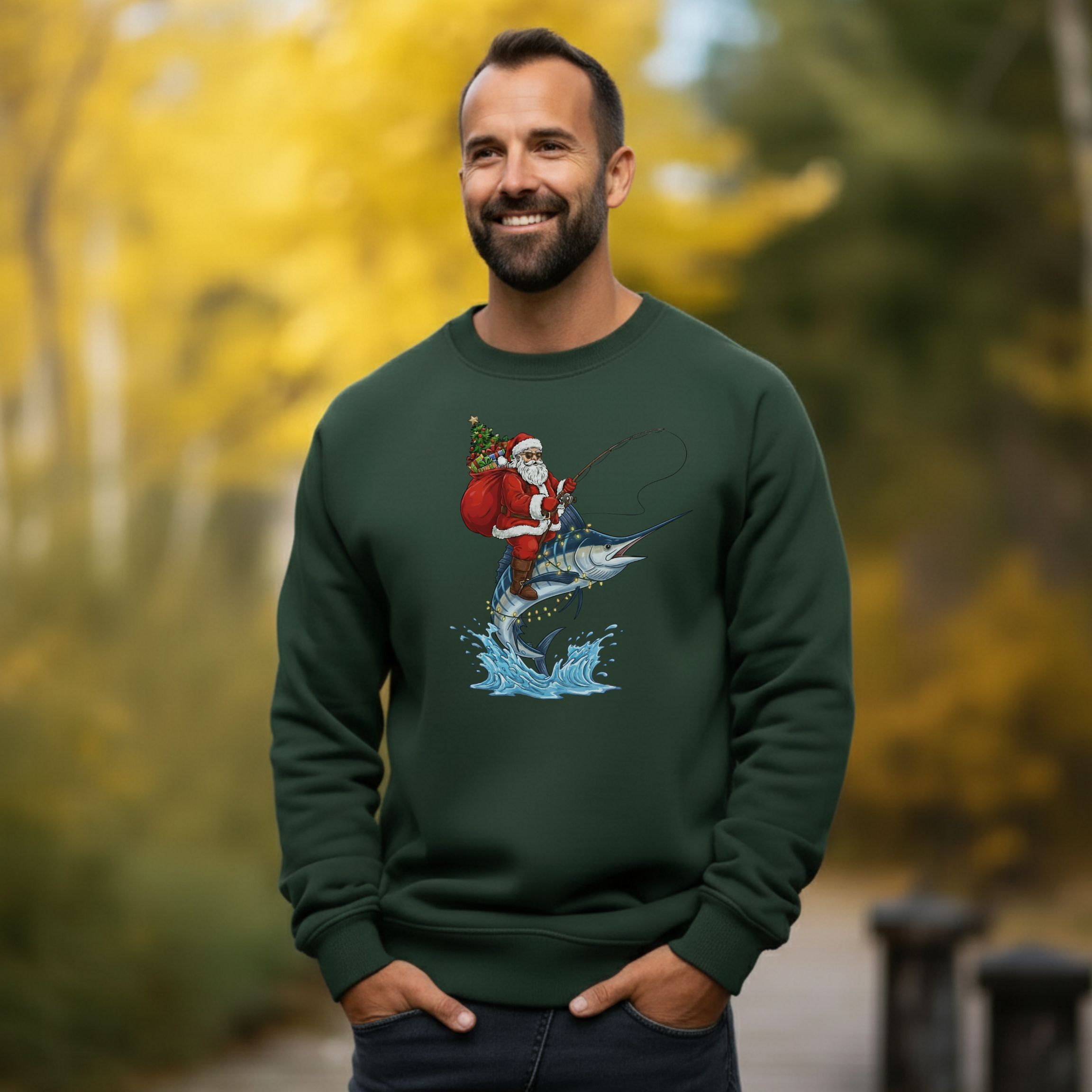 Funny Marlin Santa Christmas Sweatshirt product thumbnail image Funny Marlin Santa Christmas Sweatshirt product thumbnail image
