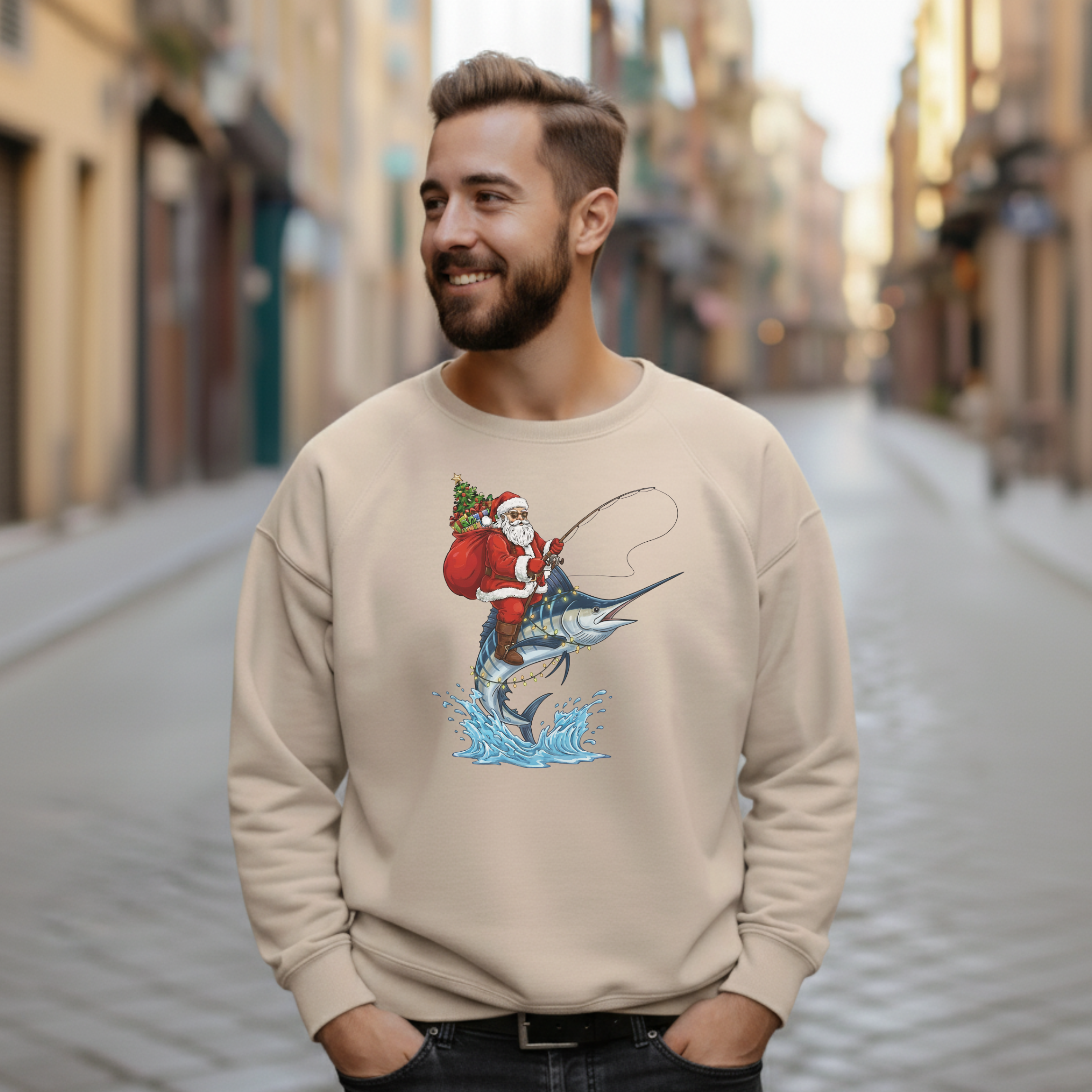 Funny Marlin Santa Christmas Sweatshirt product thumbnail image Funny Marlin Santa Christmas Sweatshirt product thumbnail image