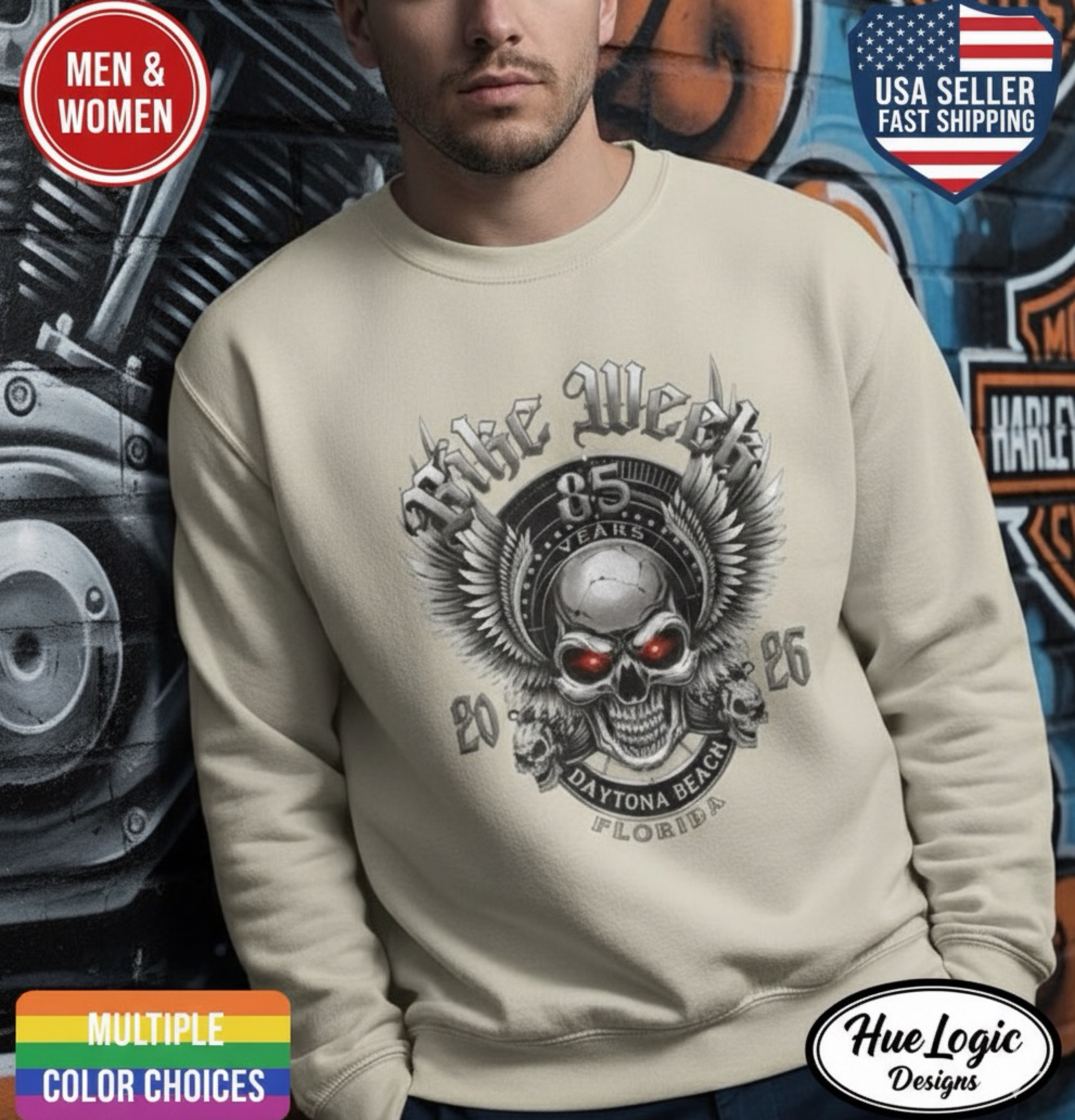 Daytona Beach Bike Week FL 2026 Sweatshirt 85th Annual Biker Rally Men &amp; Women