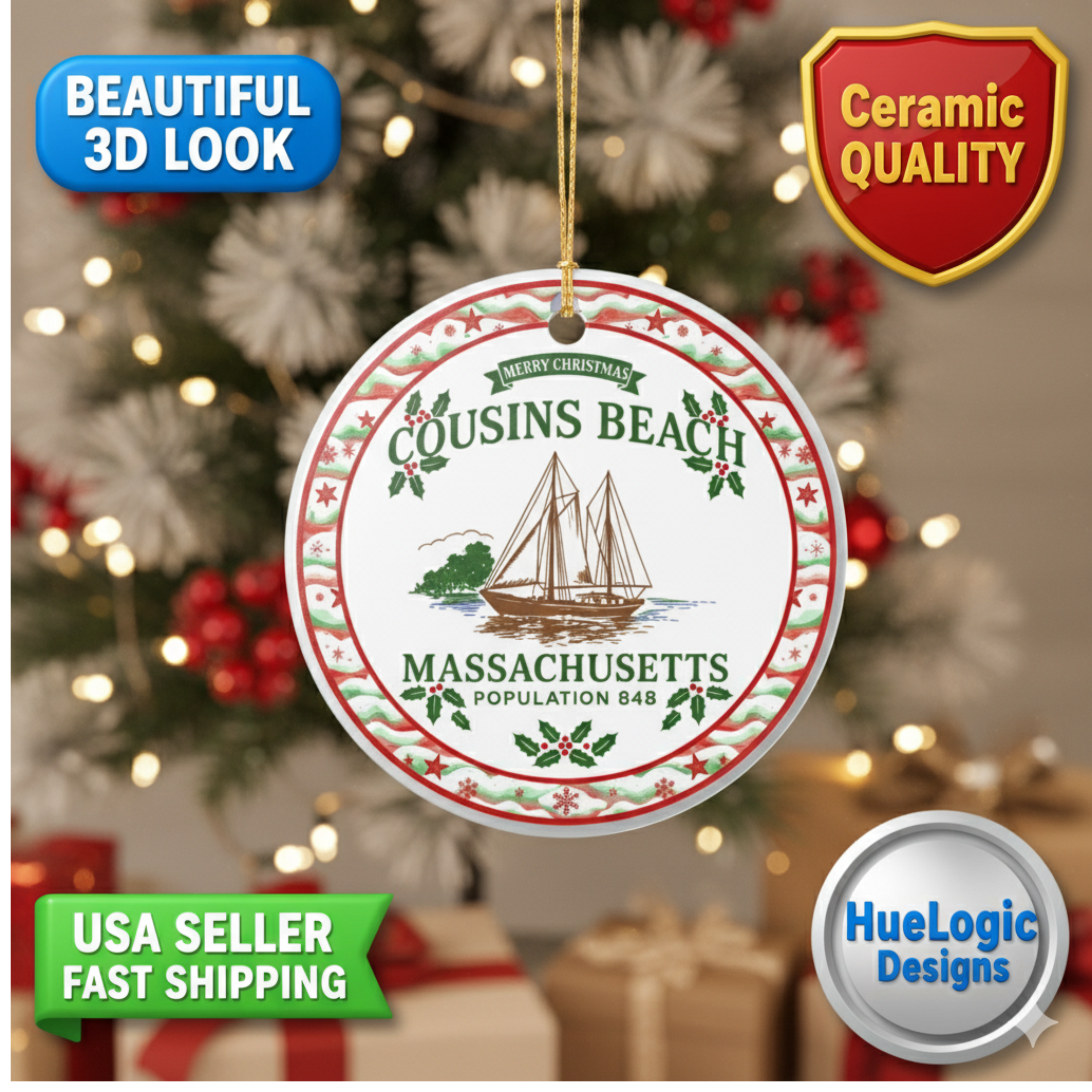 Cousins Beach The Summer I Turned Pretty Ceramic Christmas Ornament Keepsake product thumbnail image Cousins Beach The Summer I Turned Pretty Ceramic Christmas Ornament Keepsake product thumbnail image
