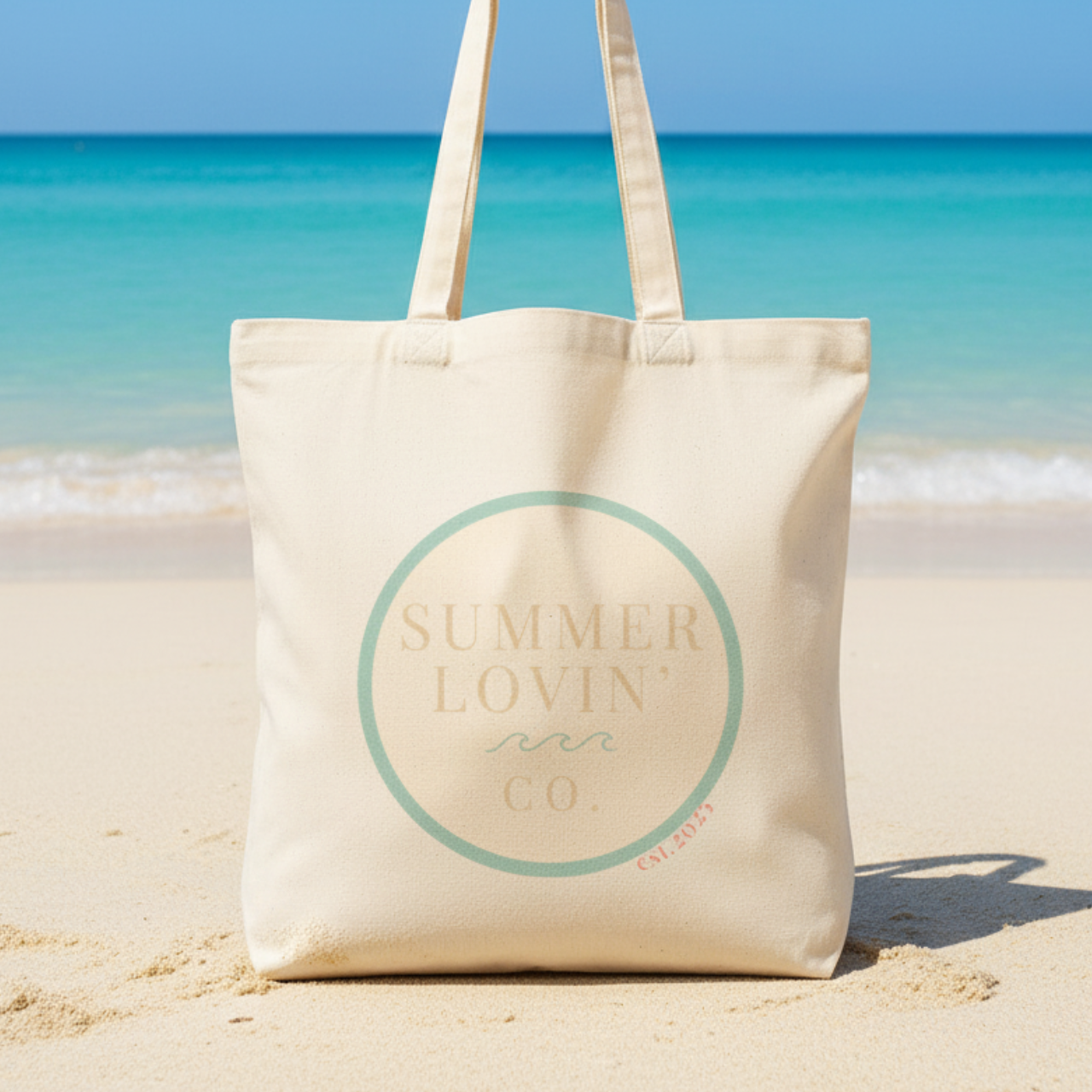 Summer Lovin’ Co. Canvas Tote Bag | Coastal Beach Bag with Minimalist Design product thumbnail image Summer Lovin’ Co. Canvas Tote Bag | Coastal Beach Bag with Minimalist Design product thumbnail image