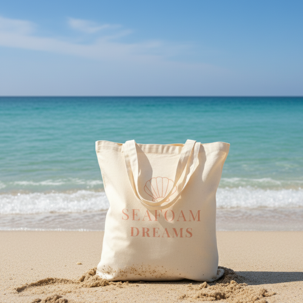 Seafoam Dreams Canvas Tote Bag | Coastal Shell Beach Bag product thumbnail image Seafoam Dreams Canvas Tote Bag | Coastal Shell Beach Bag product thumbnail image