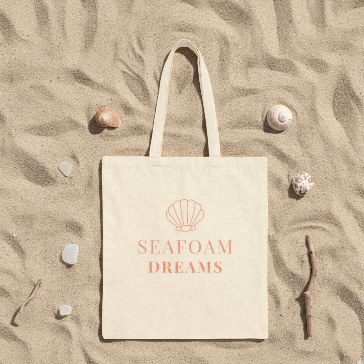 Seafoam Dreams Canvas Tote Bag | Coastal Shell Beach Bag product thumbnail image Seafoam Dreams Canvas Tote Bag | Coastal Shell Beach Bag product thumbnail image