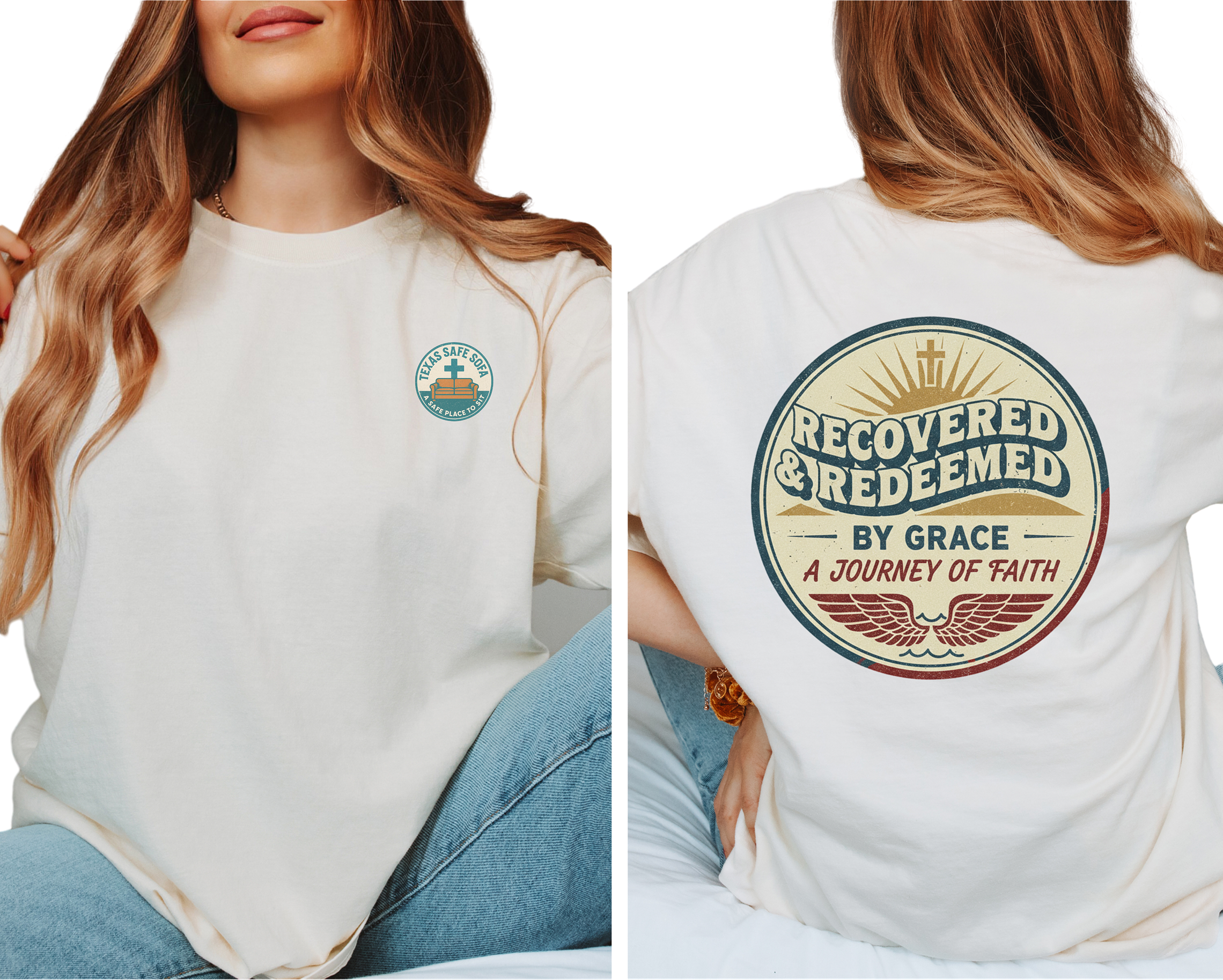 Recovered & Redeemed Long Sleeve Tee - Faith & Inspiration, Sobriety Gift Idea, Recovery Celebration, Distressed Retro, Faith Based product thumbnail image Recovered & Redeemed Long Sleeve Tee - Faith & Inspiration, Sobriety Gift Idea, Recovery Celebration, Distressed Retro, Faith Based product thumbnail image