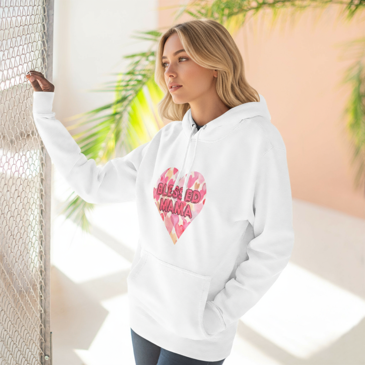 Blessed Mama Hoodie | Cozy Fleece Sweatshirt for Moms, Heart Design, Mother’s Day Gift, Warm &amp; Stylish Hoodie for Women