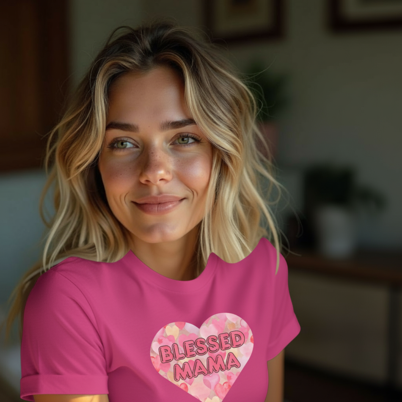 Blessed Mama Heart Tee | Gift for Moms, Mother's Day Tee, Cute Mom Shirt, Heart Graphic Tee, Casual Everyday Top product thumbnail image