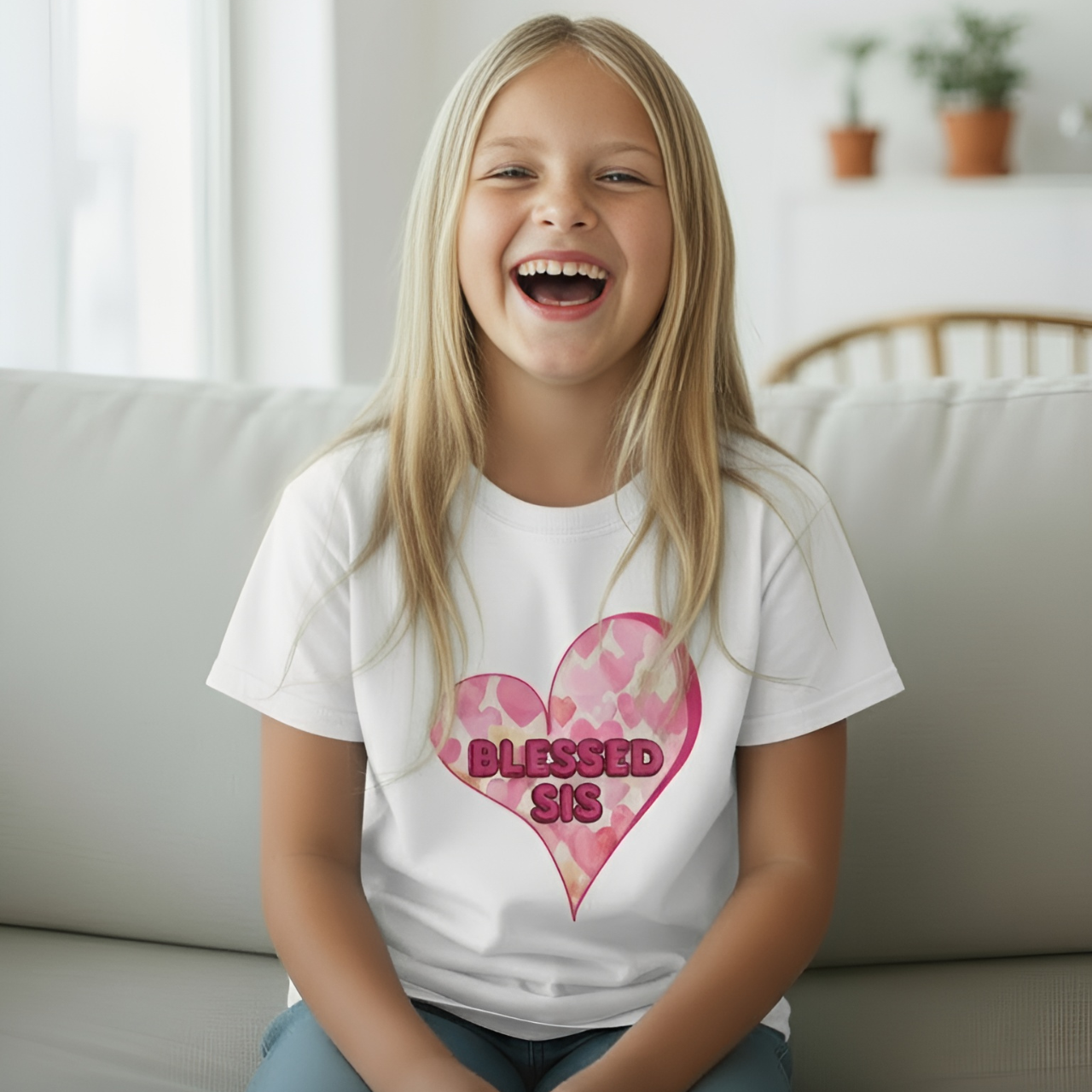 Blessed Sis Youth Short Sleeve Tee, Cute Gift, Sister T-shirt, Celebration Outfit, Birthday Gift, Everyday Wear
