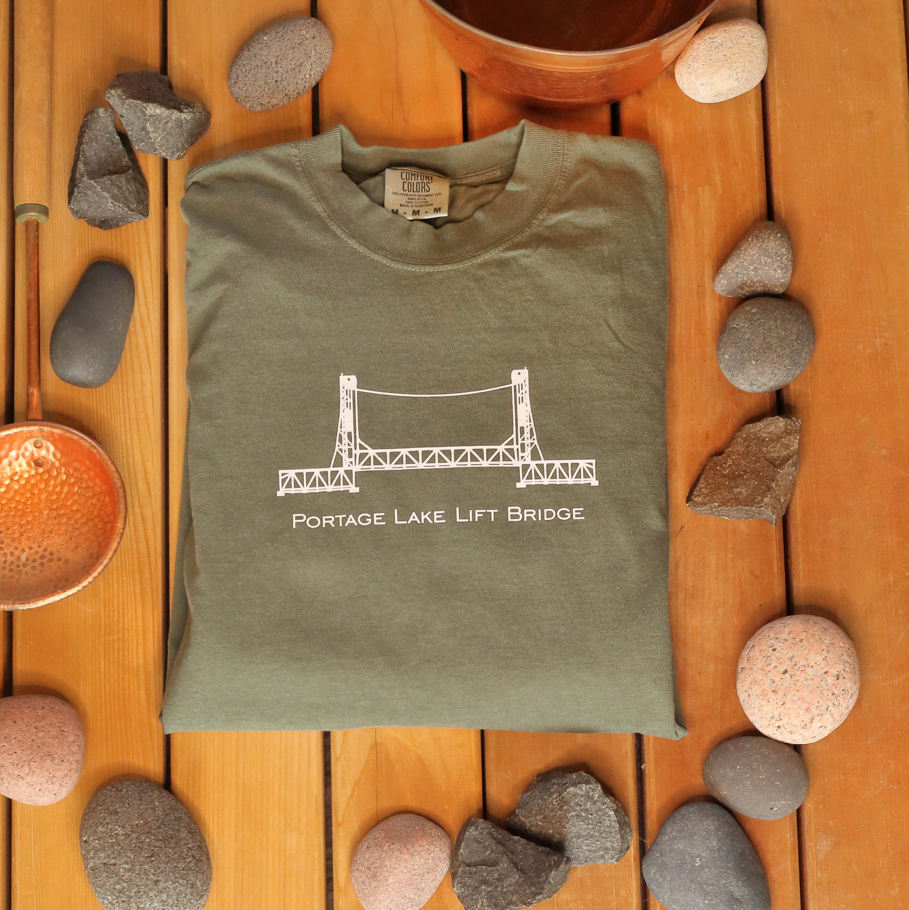 Portage Lake Lift Bridge T-Shirt | Garment-Dyed Medium-weight Cotton Unisex Tee | Comfort Colors® 1717