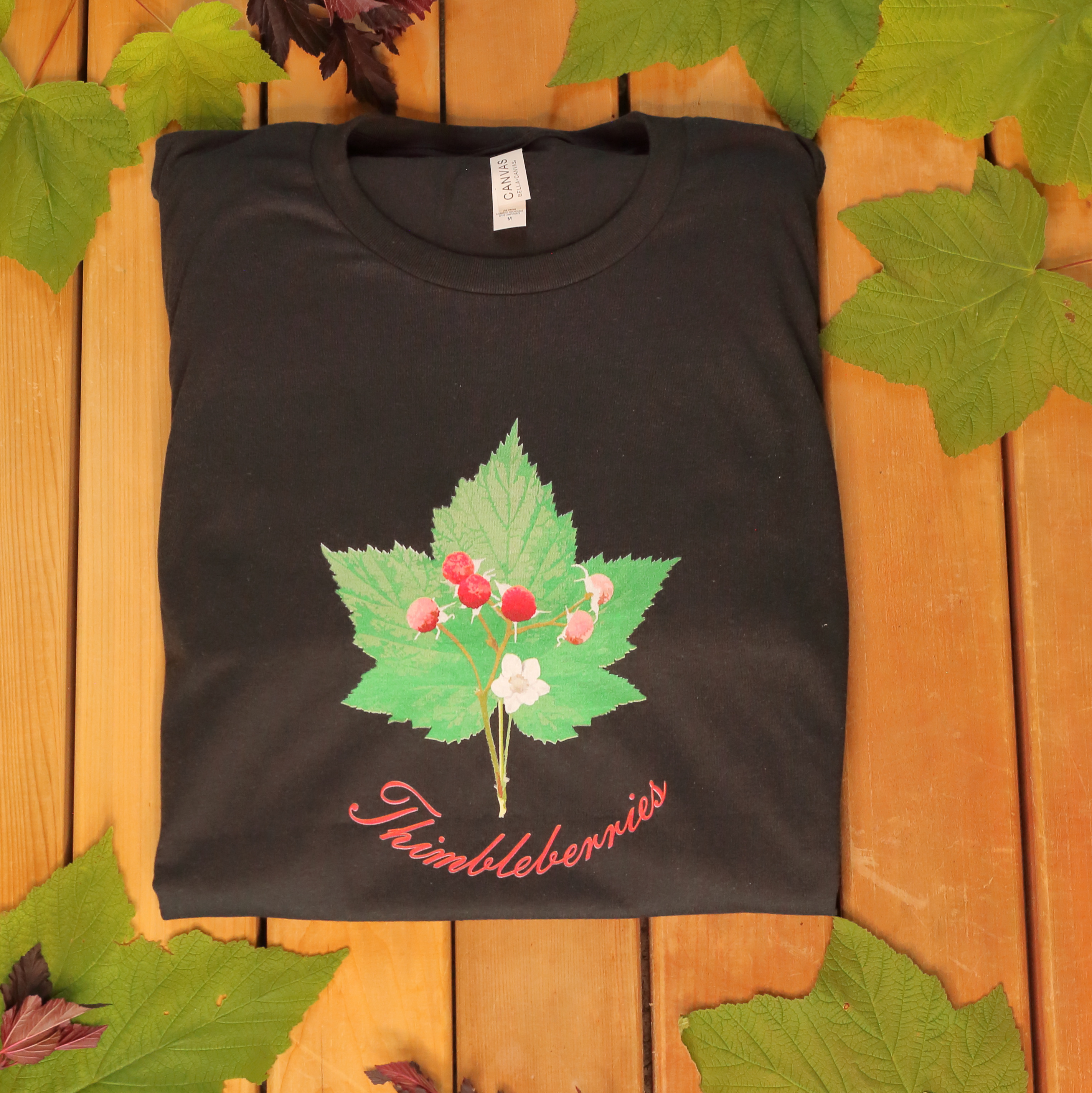 Thimbleberry Leaf Lightweight T-Shirt | Thimbleberries, Flower and Leaf | Soft Cotton Bella+Canvas 3001 | Unisex Sizing