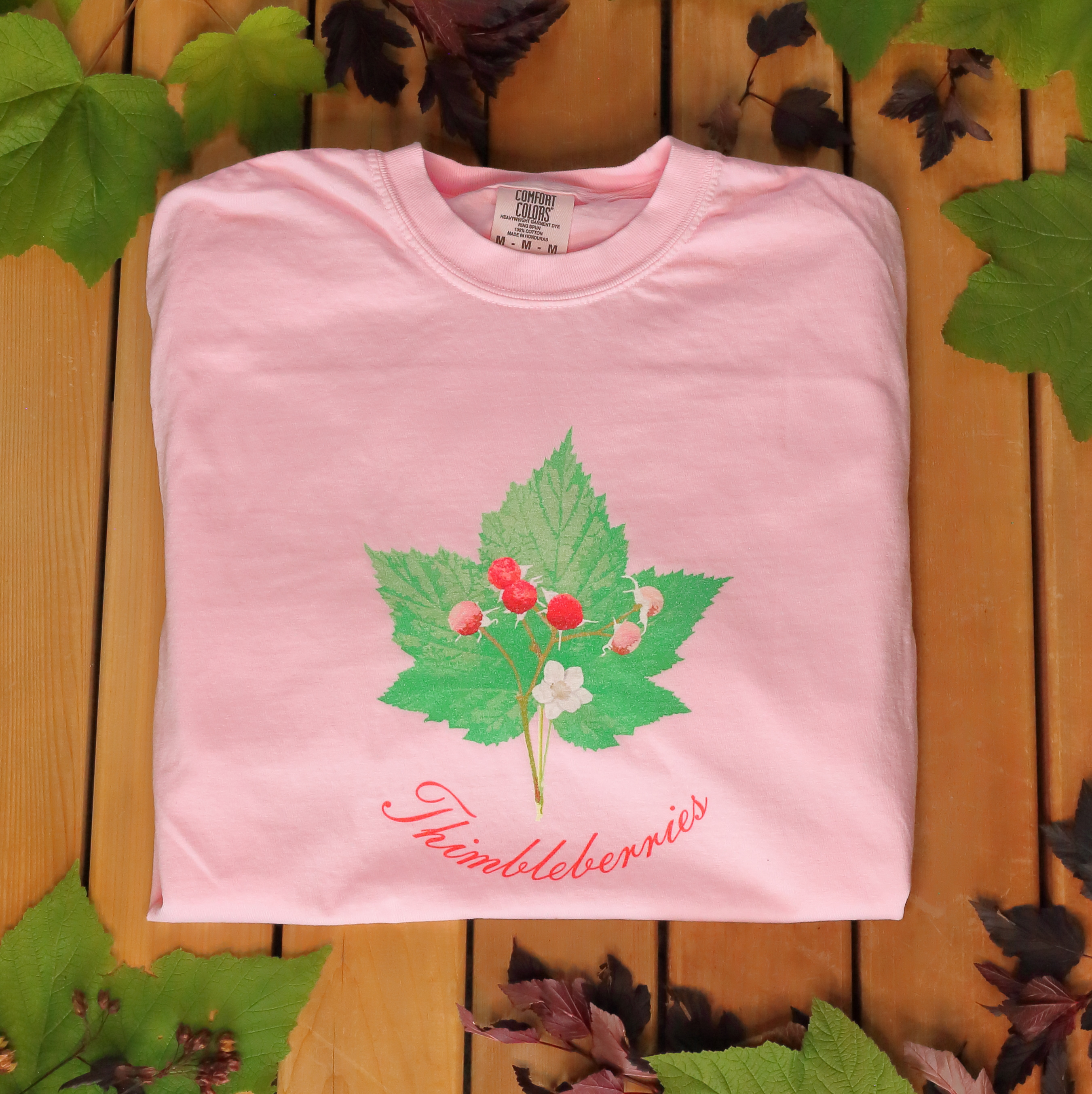 Thimbleberry Leaf Medium-weight T-Shirt | Thimbleberries, Flower and Leaf | Garment-Dyed Cotton Tee | Comfort Colors® 1717 | Unisex Sizing product thumbnail image Thimbleberry Leaf Medium-weight T-Shirt | Thimbleberries, Flower and Leaf | Garment-Dyed Cotton Tee | Comfort Colors® 1717 | Unisex Sizing product thumbnail image