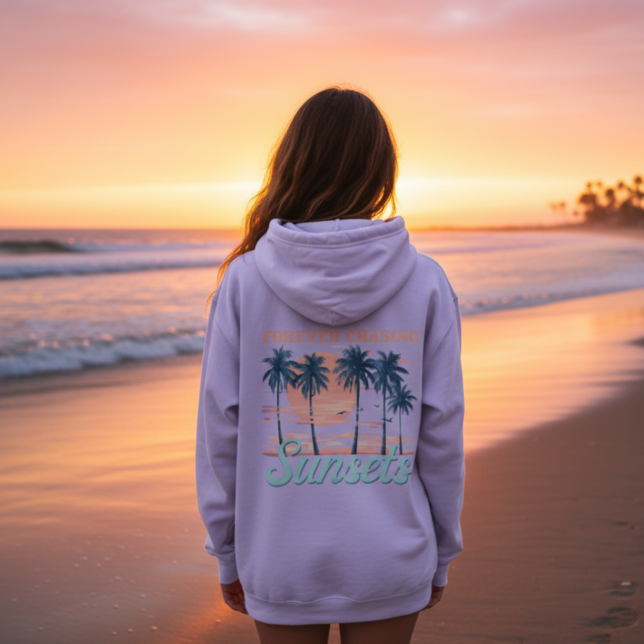 Forever Chasing Sunsets Hoodie | Retro Coastal Beach Sweatshirt product thumbnail image Forever Chasing Sunsets Hoodie | Retro Coastal Beach Sweatshirt product thumbnail image