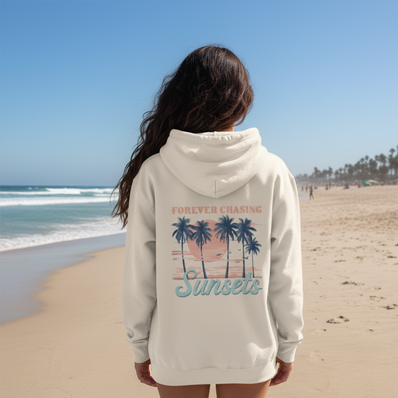 Forever Chasing Sunsets Hoodie | Retro Coastal Beach Sweatshirt product thumbnail image Forever Chasing Sunsets Hoodie | Retro Coastal Beach Sweatshirt product thumbnail image