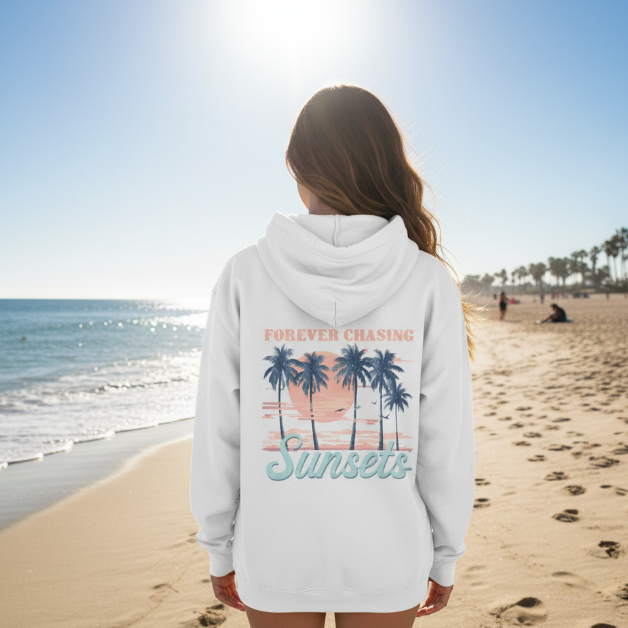Forever Chasing Sunsets Hoodie | Retro Coastal Beach Sweatshirt