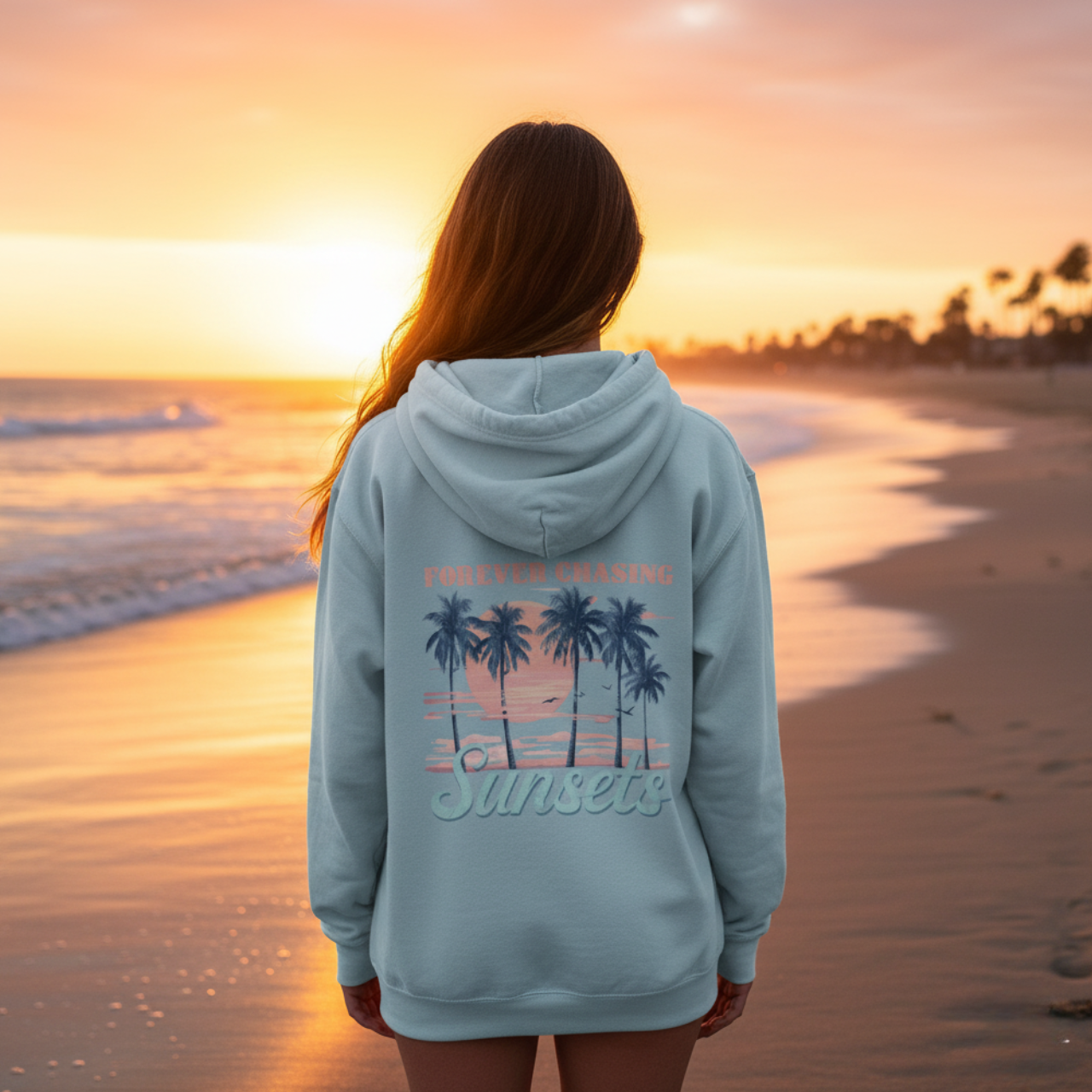 Forever Chasing Sunsets Hoodie | Retro Coastal Beach Sweatshirt product thumbnail image Forever Chasing Sunsets Hoodie | Retro Coastal Beach Sweatshirt product thumbnail image