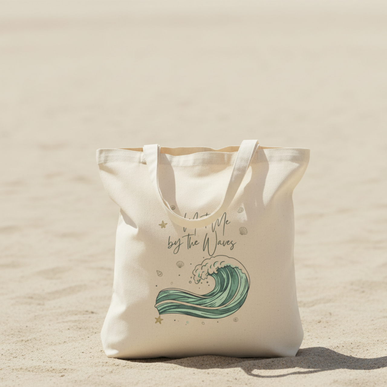 Meet Me by The Waves Canvas Tote Bag | Coastal Beach Lover Tote product thumbnail image