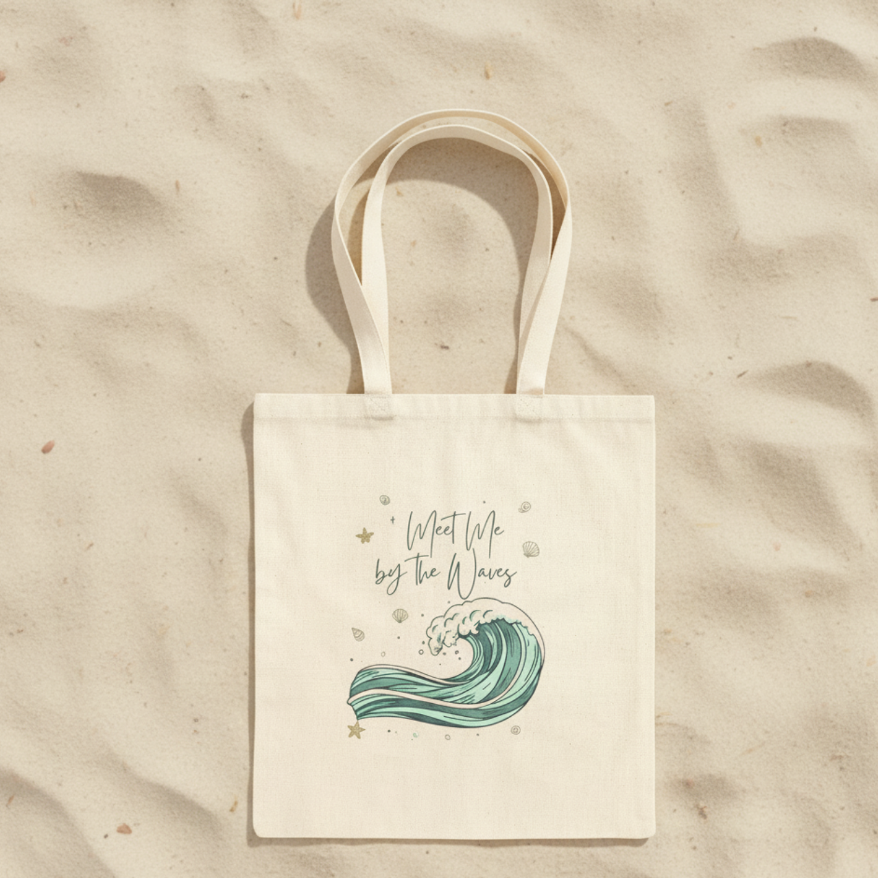 Meet Me by The Waves Canvas Tote Bag | Coastal Beach Lover Tote product thumbnail image Meet Me by The Waves Canvas Tote Bag | Coastal Beach Lover Tote product thumbnail image