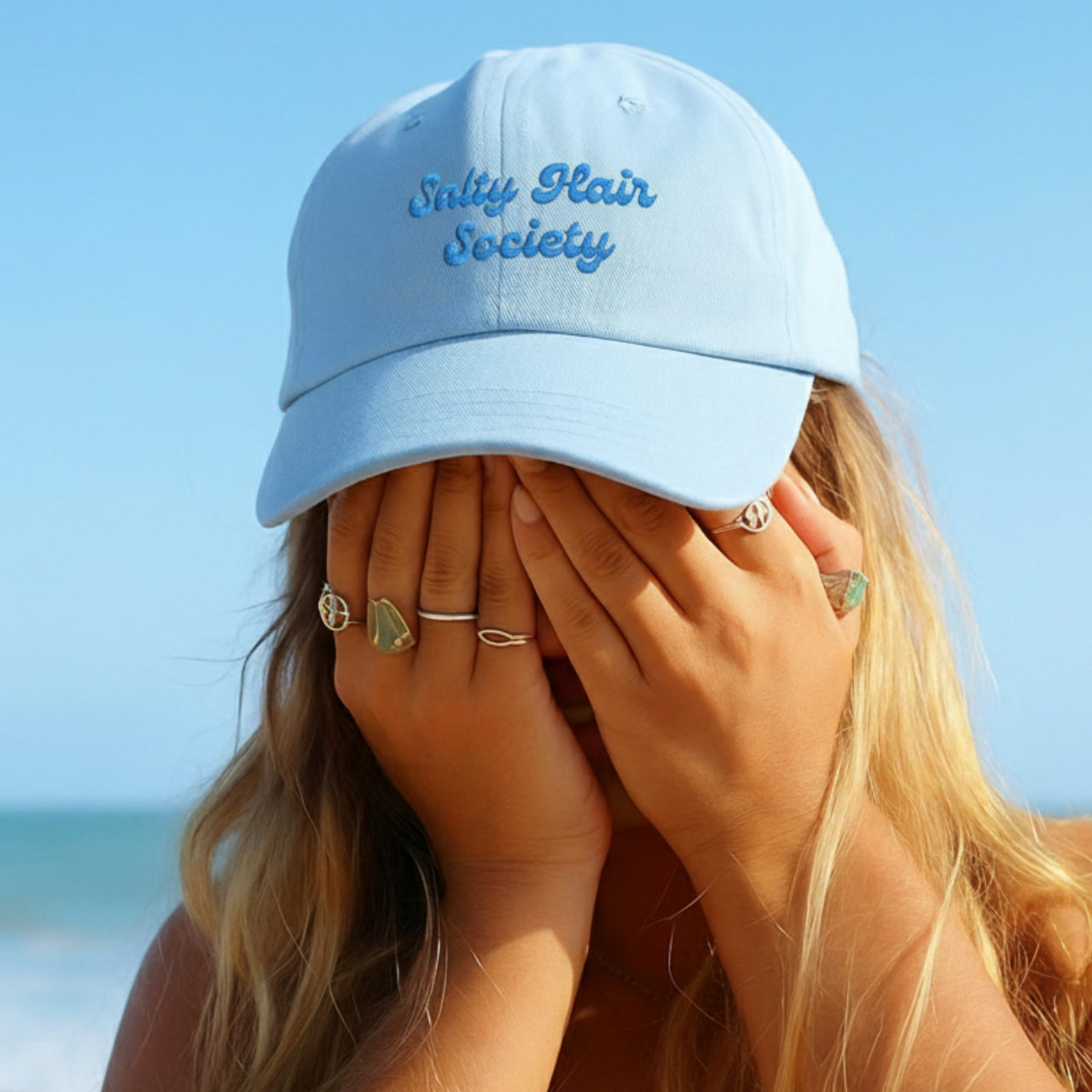 Salty Hair Society Embroidered Dad Hat | Coastal Beach Lover Cap product thumbnail image Salty Hair Society Embroidered Dad Hat | Coastal Beach Lover Cap product thumbnail image