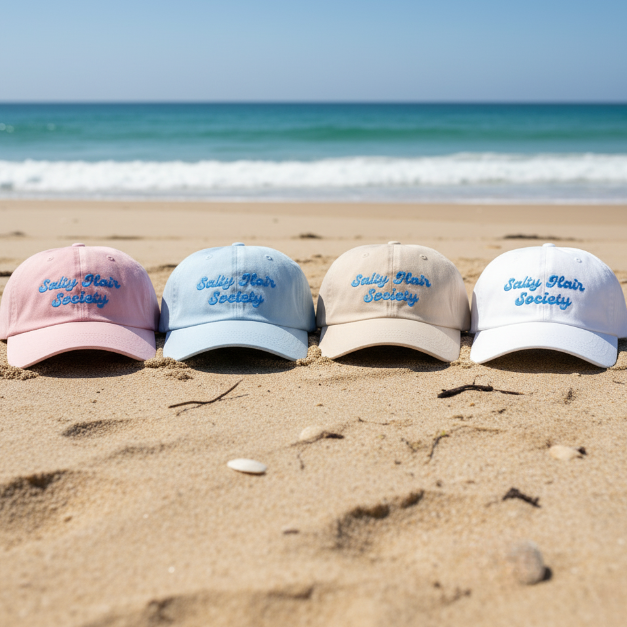 Salty Hair Society Embroidered Dad Hat | Coastal Beach Lover Cap product thumbnail image Salty Hair Society Embroidered Dad Hat | Coastal Beach Lover Cap product thumbnail image