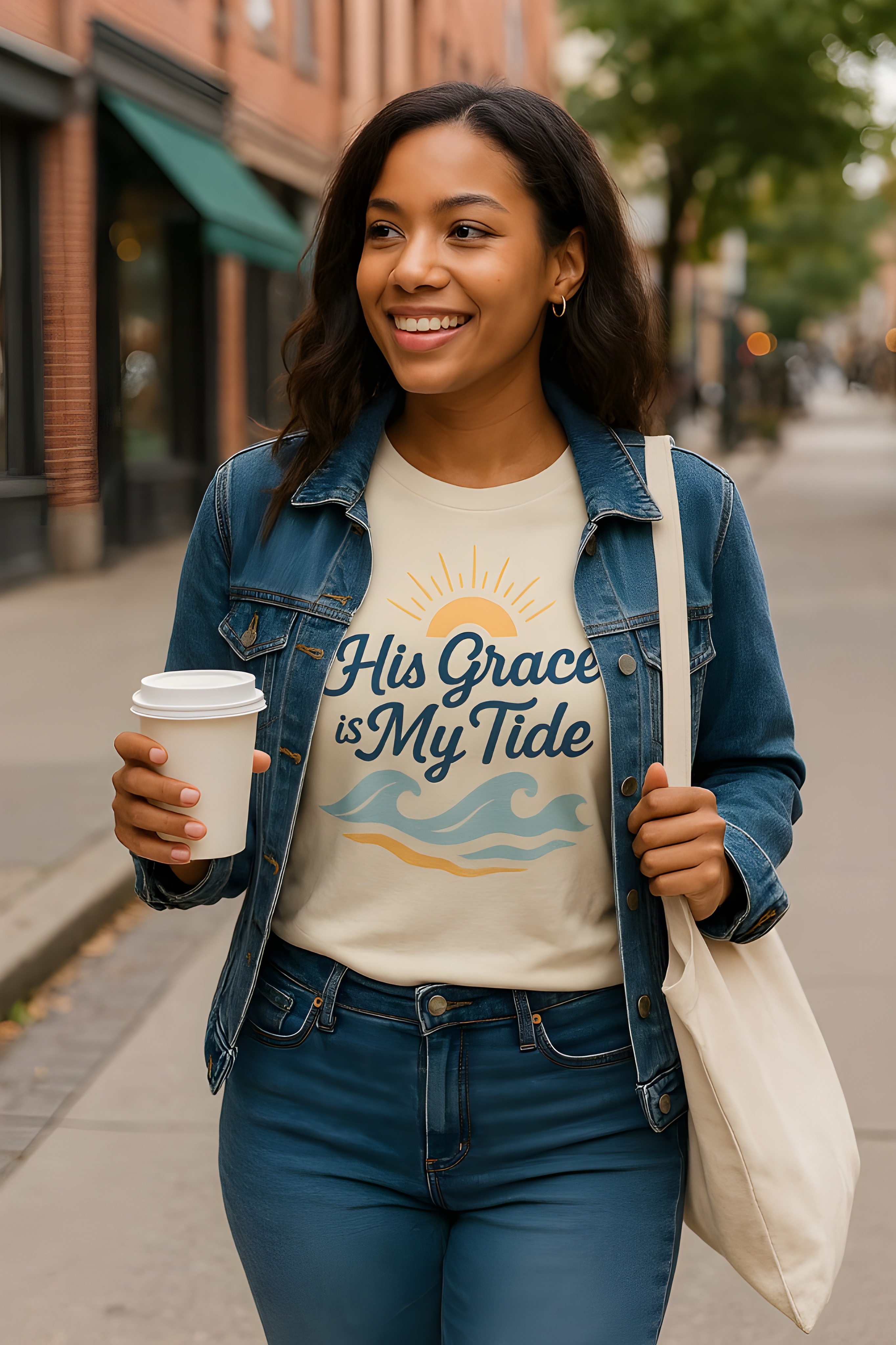 His Grace Is My Tide Christian T-Shirt – Faith and Coastal-Inspired Softstyle Tee for Women, Beachy Christian Apparel, Grace Upon Grace Scripture Shirt product thumbnail image His Grace Is My Tide Christian T-Shirt – Faith and Coastal-Inspired Softstyle Tee for Women, Beachy Christian Apparel, Grace Upon Grace Scripture Shirt product thumbnail image