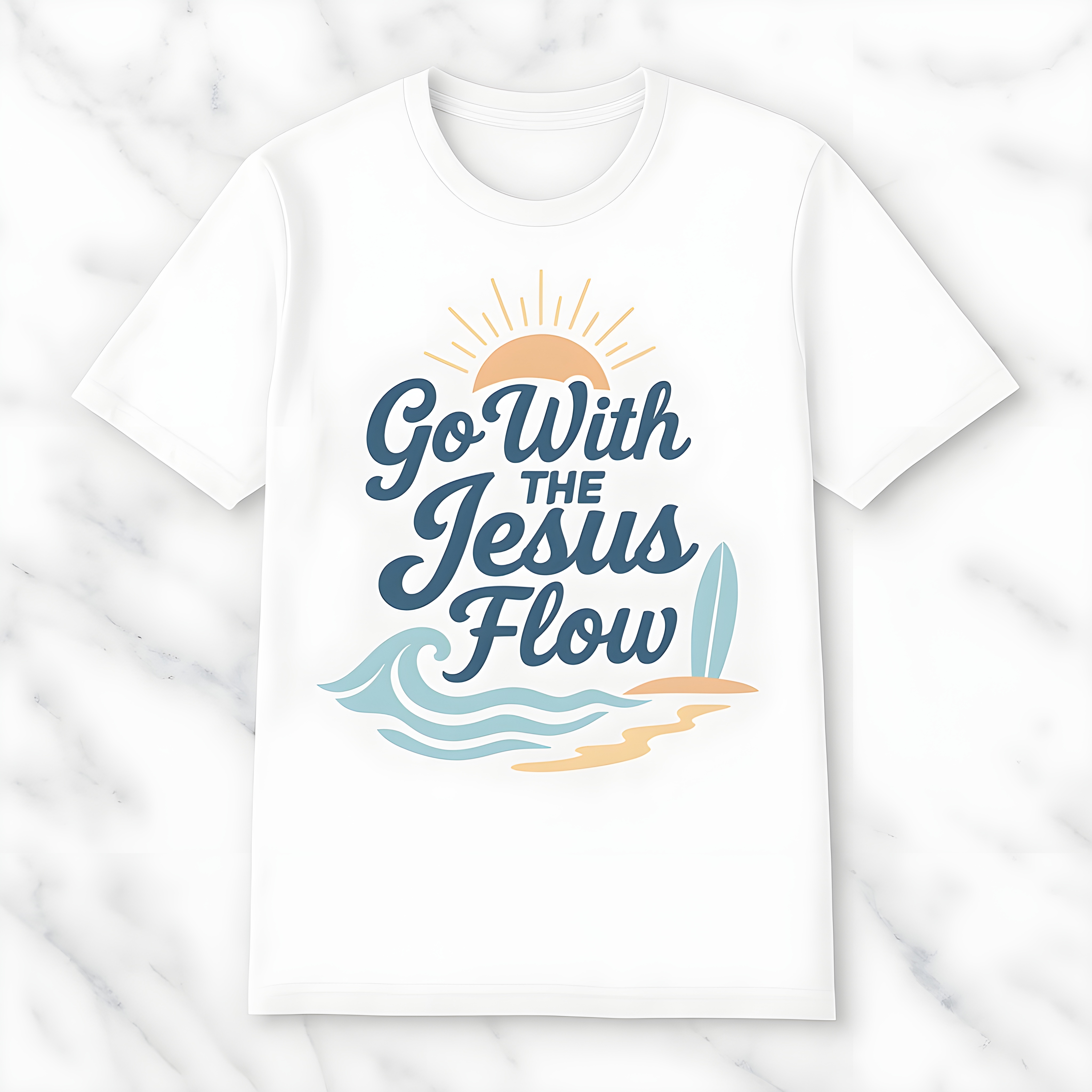 Go With The Jesus Flow Christian T-Shirt – Faith and Coastal Vibes Shirt for Women, Relaxed Softstyle Christian Tee, Inspirational Summer Apparel Gift product thumbnail image