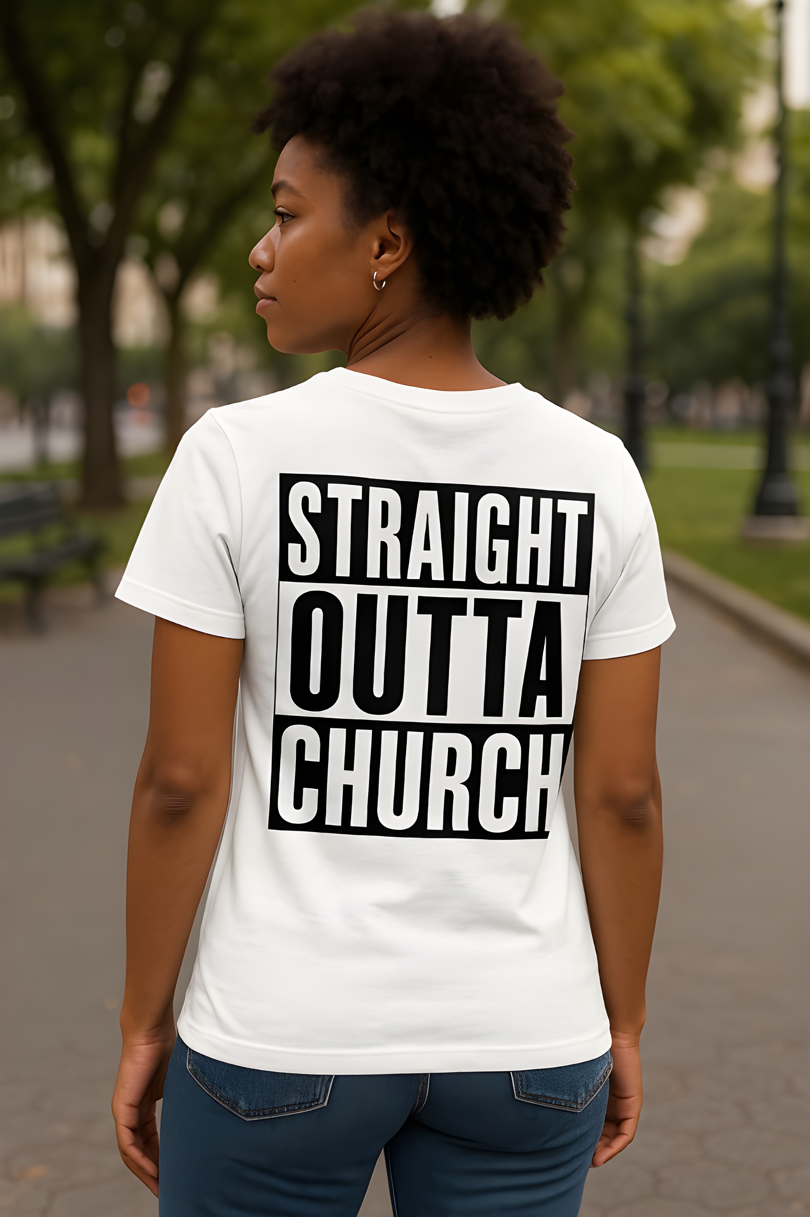 Straight Outta Church Funny Christian T-Shirt – Faith-Based Humor Tee for Men and Women, Softstyle Christian Apparel Gift, Sunday Outfit Shirt
