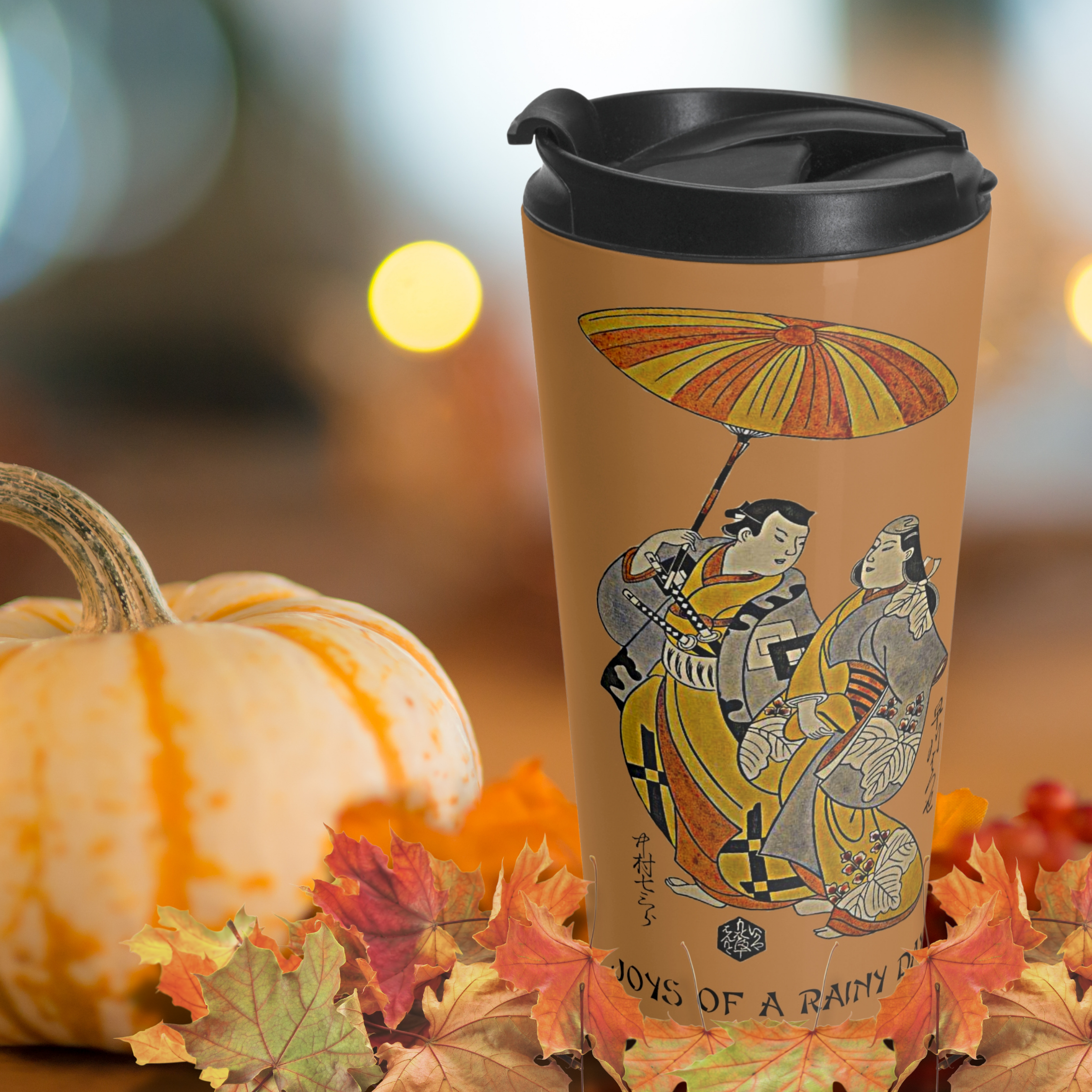 Elegant Japanese Art Block Print Inspired Stainless Steel Travel Mug, Christ Above All, Unique Coffee Tumbler for Tea and Coffee Lovers, Eco-Friendly Gift
