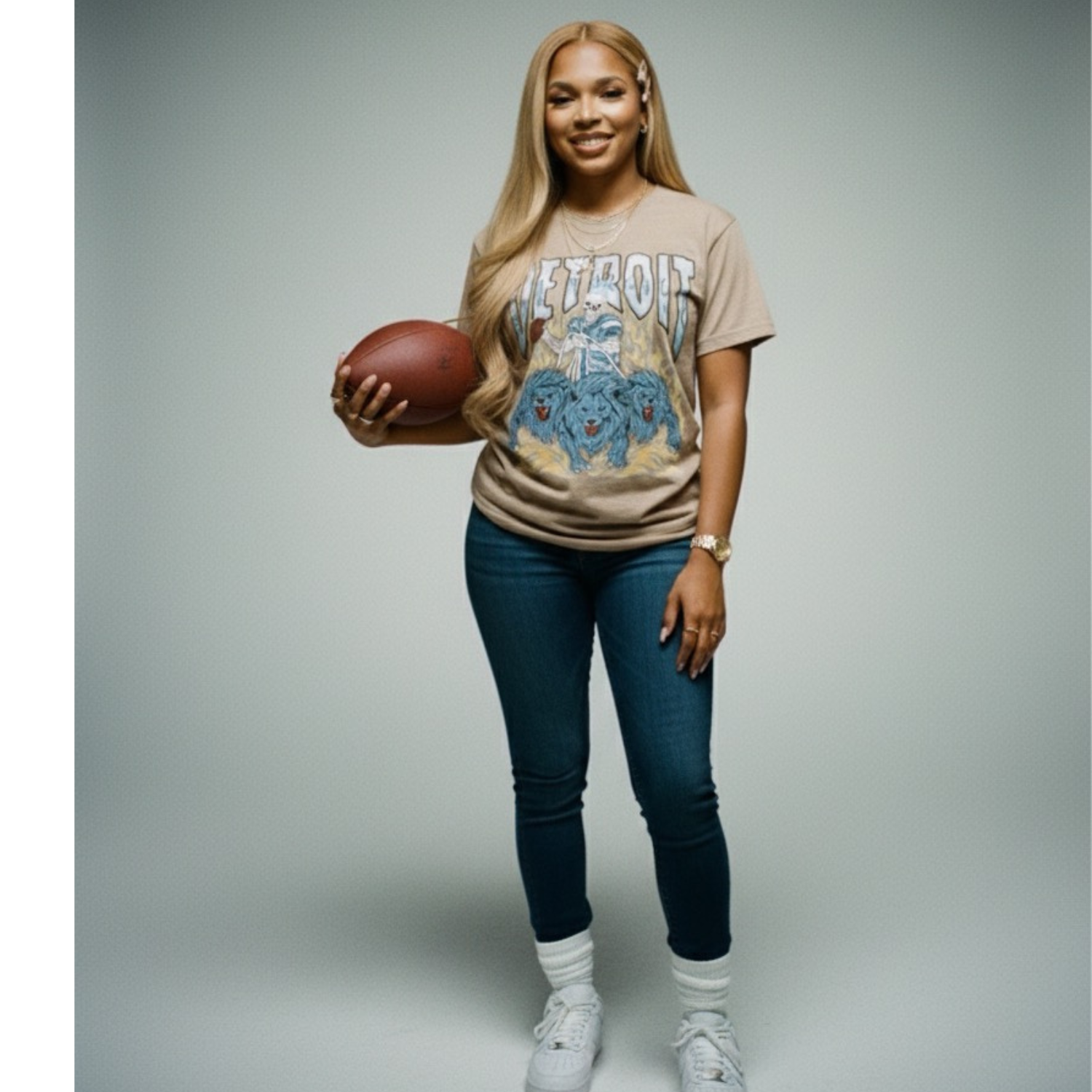 Detroit Vintage Skull Football Tee product thumbnail image Detroit Vintage Skull Football Tee product thumbnail image