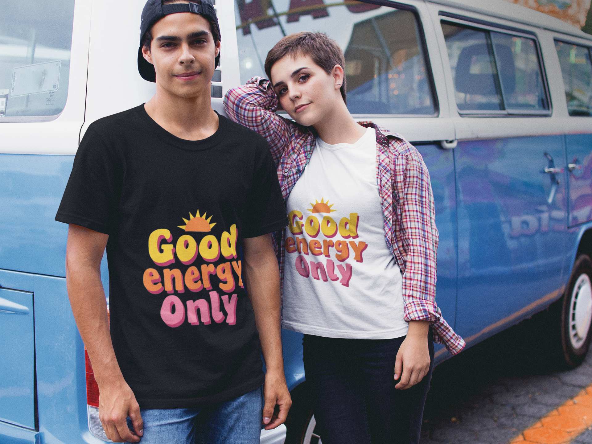 Good Energy Only T-Shirt – Positive Vibes Unisex Heavy Cotton Tee product thumbnail image Good Energy Only T-Shirt – Positive Vibes Unisex Heavy Cotton Tee product thumbnail image