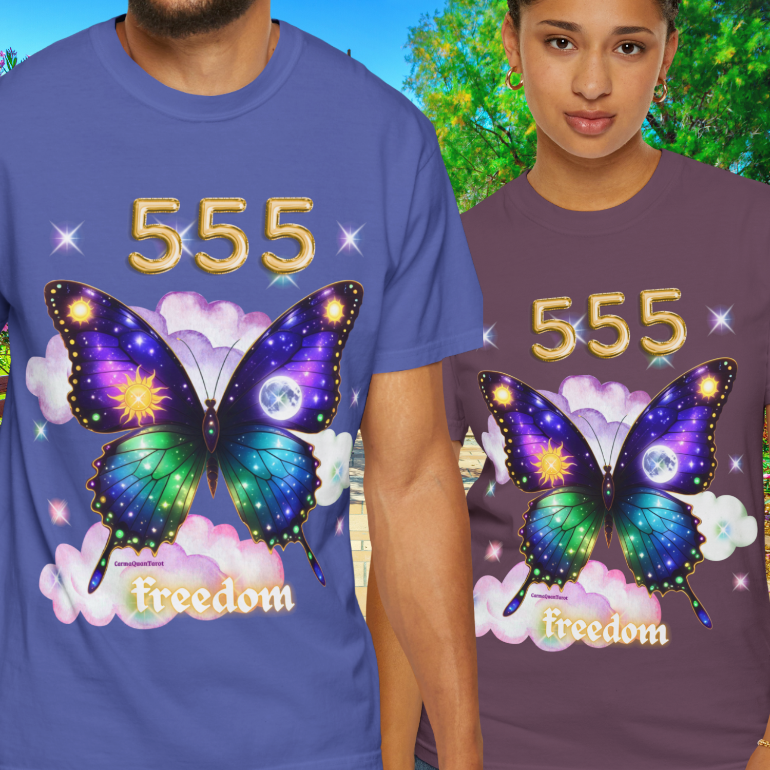 555 Butterfly Freedom Unisex T-Shirt – Transformation & Angel Number Energ product thumbnail image 555 Butterfly Freedom Unisex T-Shirt – Transformation & Angel Number Energ product thumbnail image