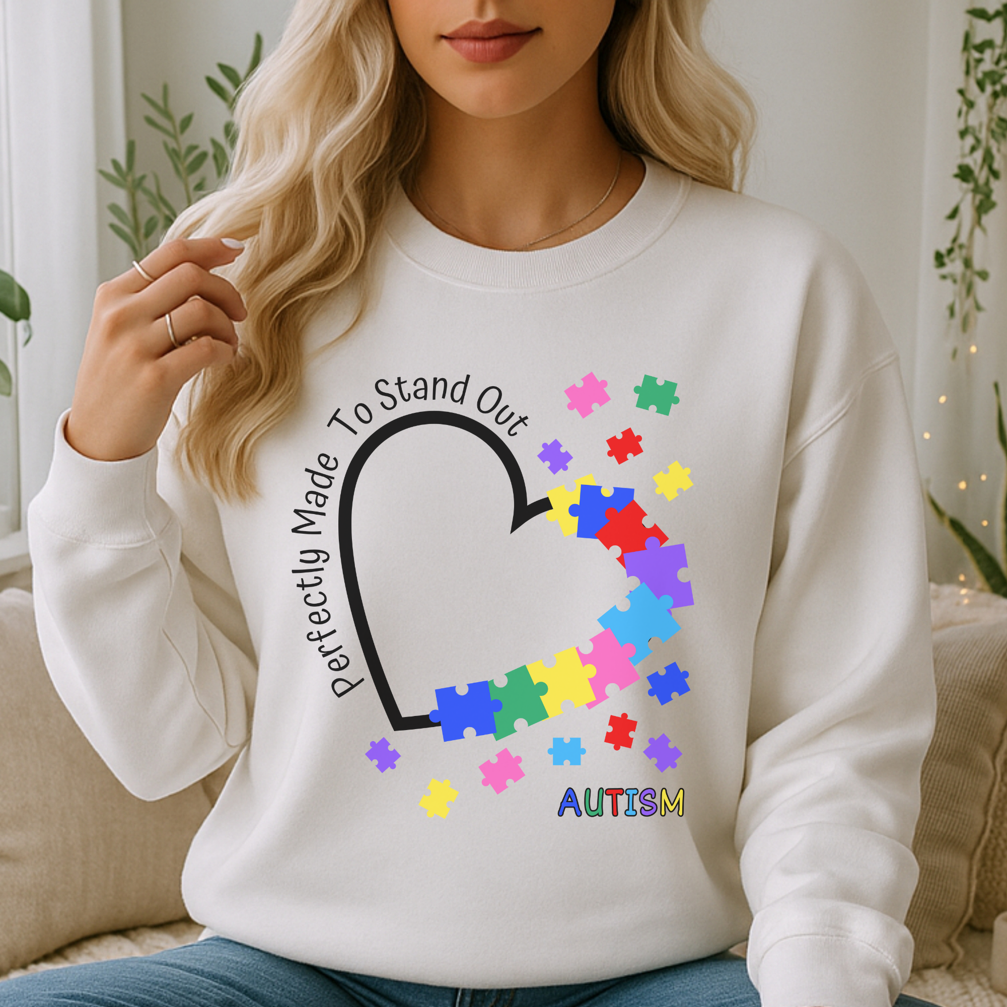 Autism Awareness Unisex Sweatshirt, Perfectly Made to Stand Out, Autism Sweatshirt, Crewneck Jumper, Autism Support Apparel, Gift for Autism product thumbnail image