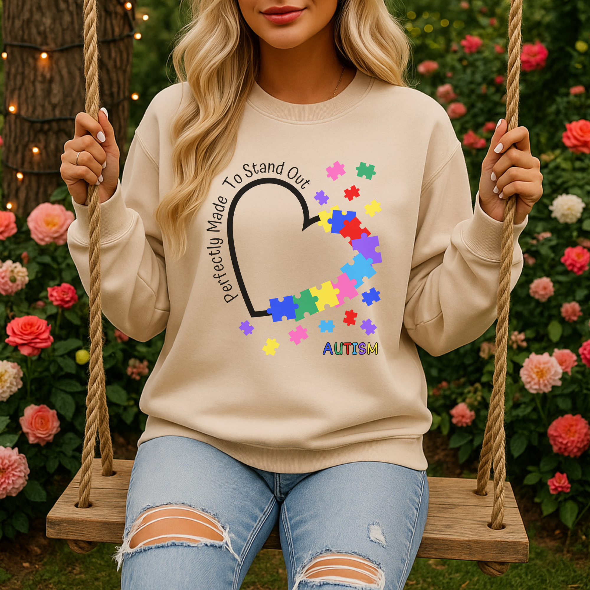 Autism Awareness Unisex Sweatshirt, Perfectly Made to Stand Out, Autism Sweatshirt, Crewneck Jumper, Autism Support Apparel, Gift for Autism
