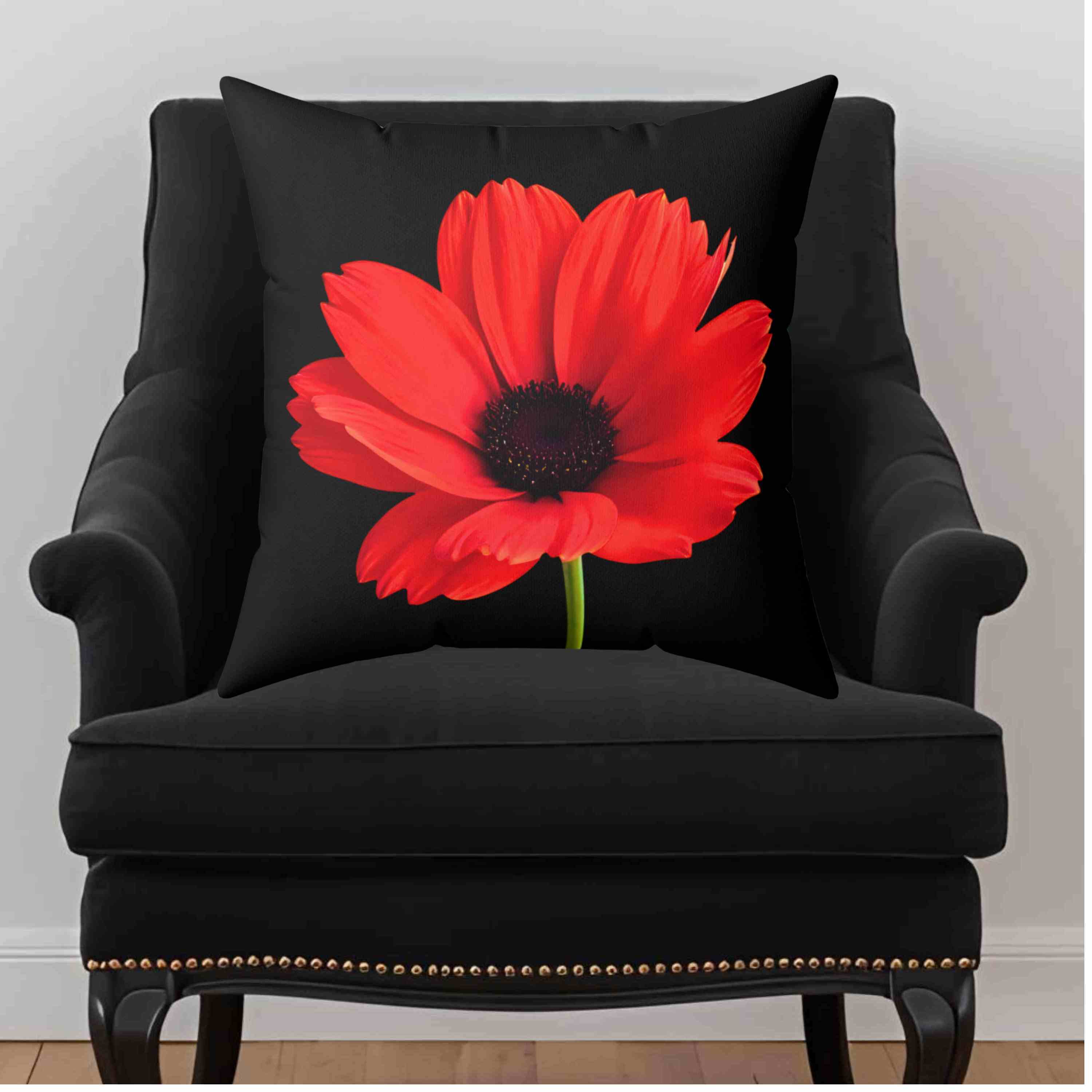 Blooming Poppy Floral Pillow, Decorative Cushion, Home Decor, Flower Print Pillow, Cozy Living Room Accessory, Romantic Toss Pillow, Gift for Her. product thumbnail image