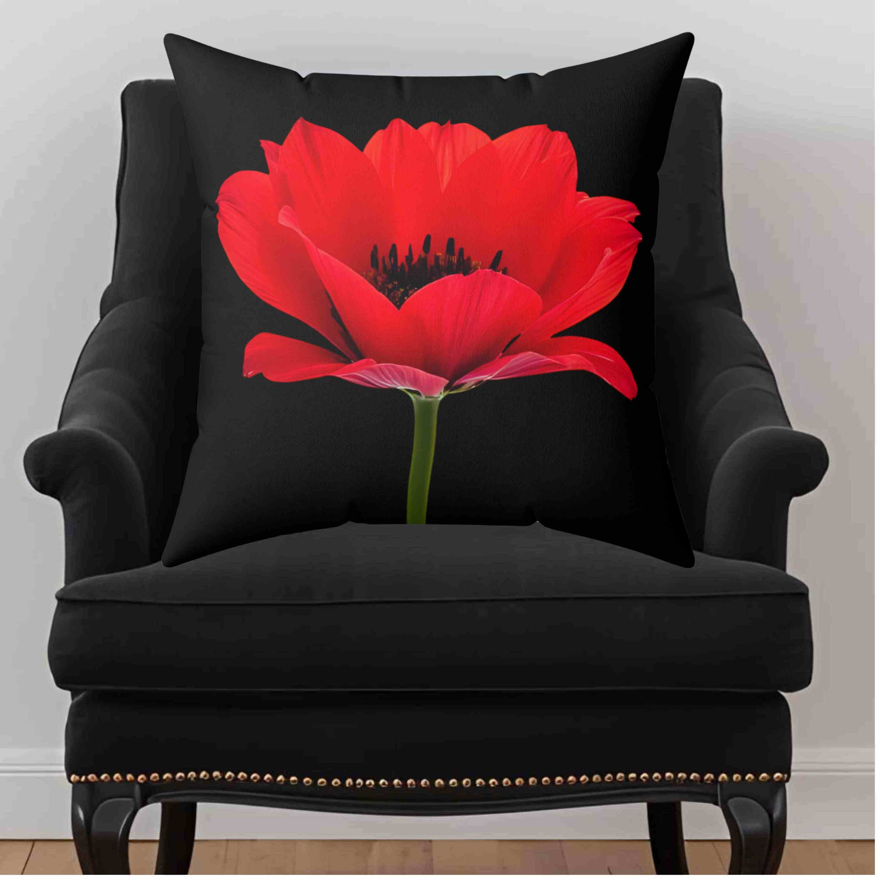 Blooming Poppy Floral Pillow, Decorative Cushion, Home Decor, Flower Print Pillow, Cozy Living Room Accessory, Romantic Toss Pillow, Gift for Her. product thumbnail image