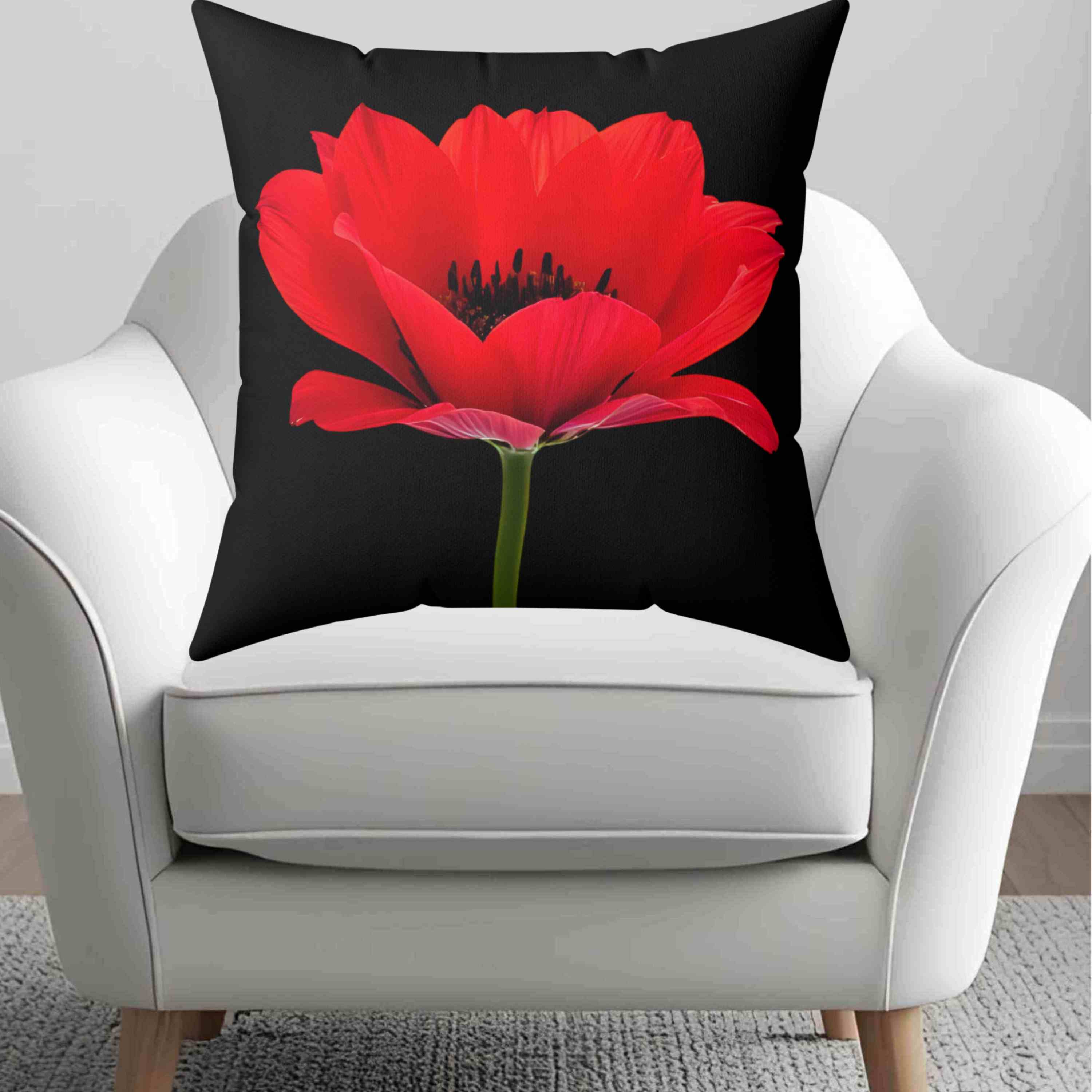 Blooming Poppy Floral Pillow, Decorative Cushion, Home Decor, Flower Print Pillow, Cozy Living Room Accessory, Romantic Toss Pillow, Gift for Her. product thumbnail image