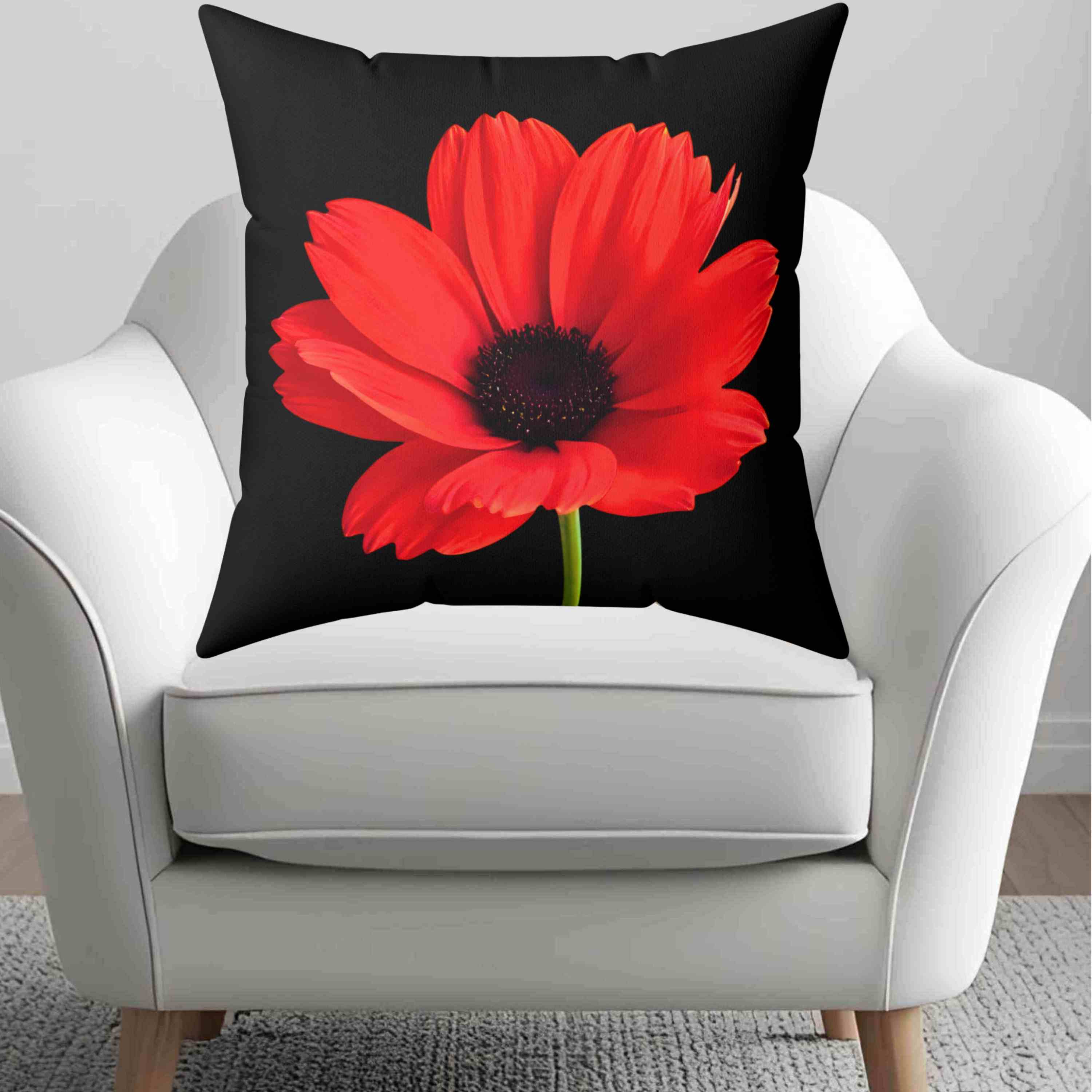 Blooming Poppy Floral Pillow, Decorative Cushion, Home Decor, Flower Print Pillow, Cozy Living Room Accessory, Romantic Toss Pillow, Gift for Her. product thumbnail image