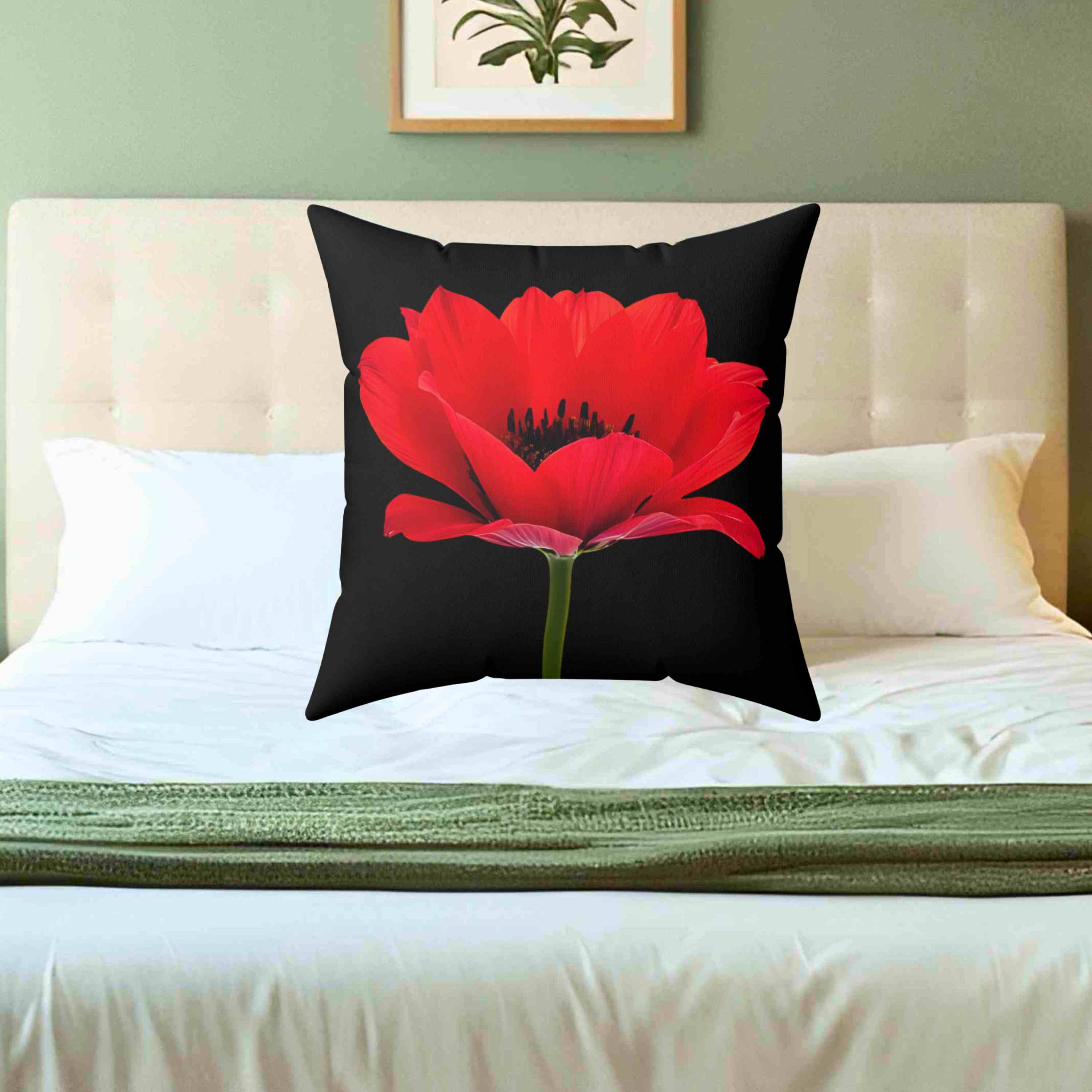 Blooming Poppy Floral Pillow, Decorative Cushion, Home Decor, Flower Print Pillow, Cozy Living Room Accessory, Romantic Toss Pillow, Gift for Her. product thumbnail image