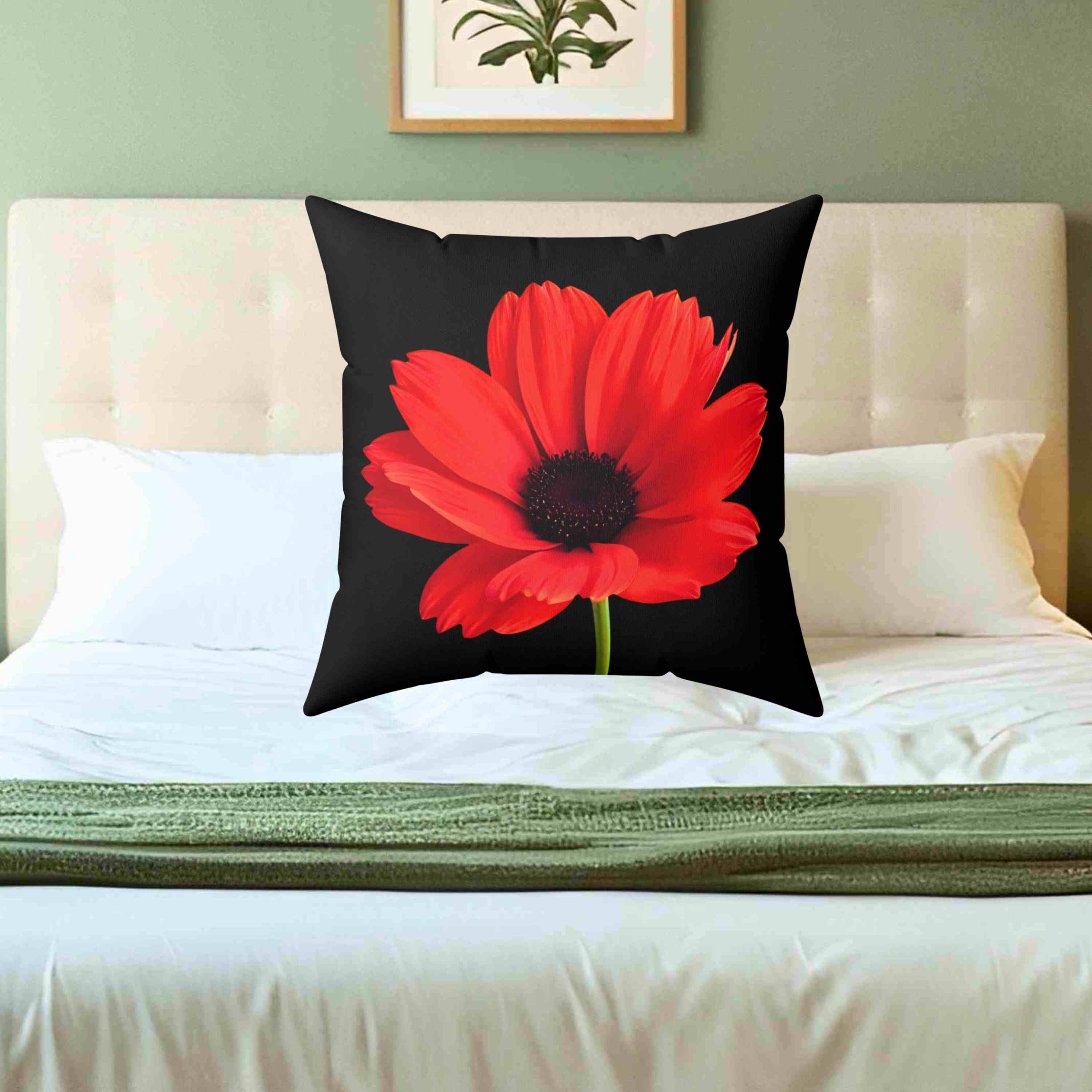 Blooming Poppy Floral Pillow, Decorative Cushion, Home Decor, Flower Print Pillow, Cozy Living Room Accessory, Romantic Toss Pillow, Gift for Her. product thumbnail image