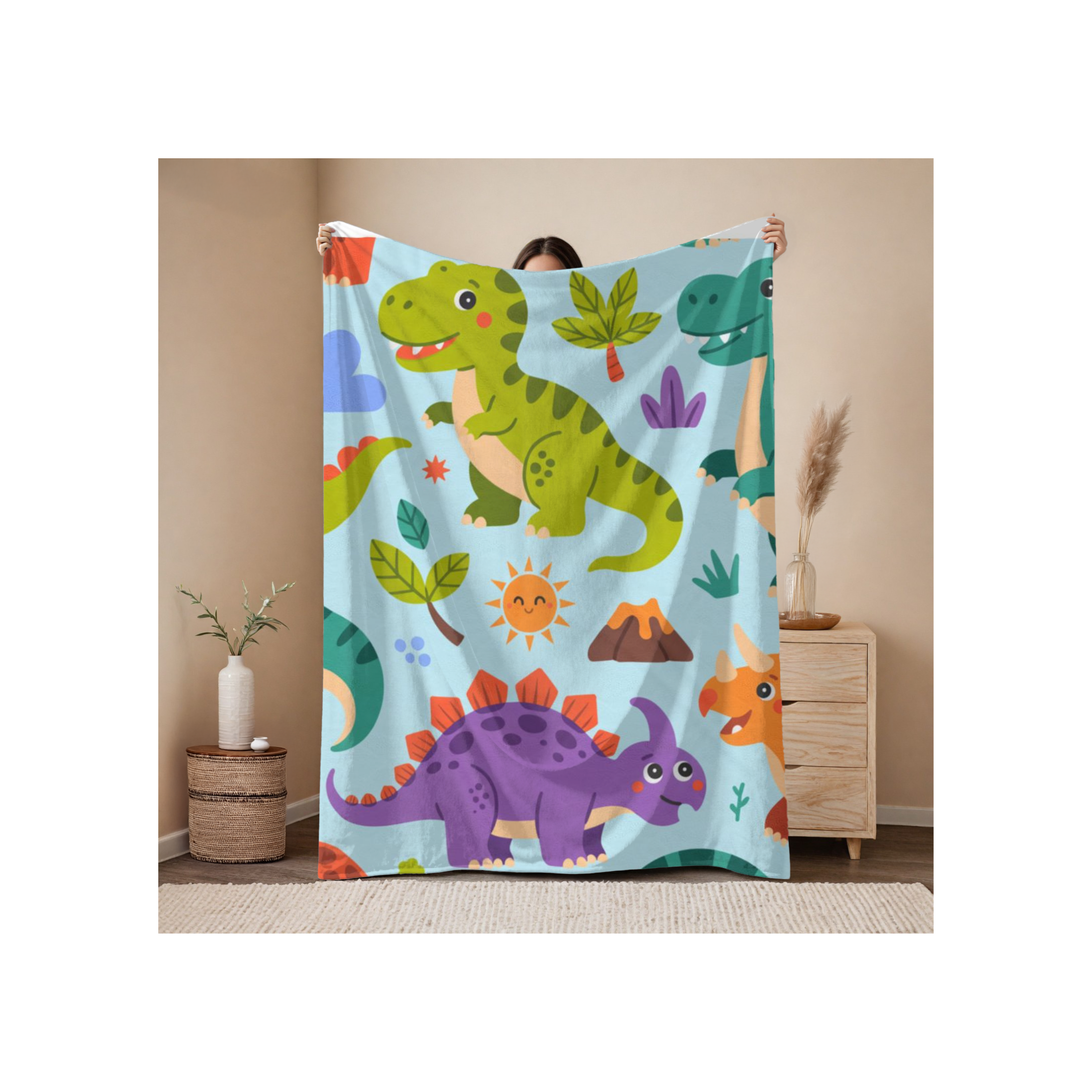 Dinosaur Velveteen Plush Blanket, Cozy Kids Throw, Fun Dino Nursery Decor, Soft Blanket for Boys and Girls Dinosaur Velveteen Plush Blanket, Cozy Kids Throw, Fun Dino Nursery Decor, Soft Blanket for Boys and Girls