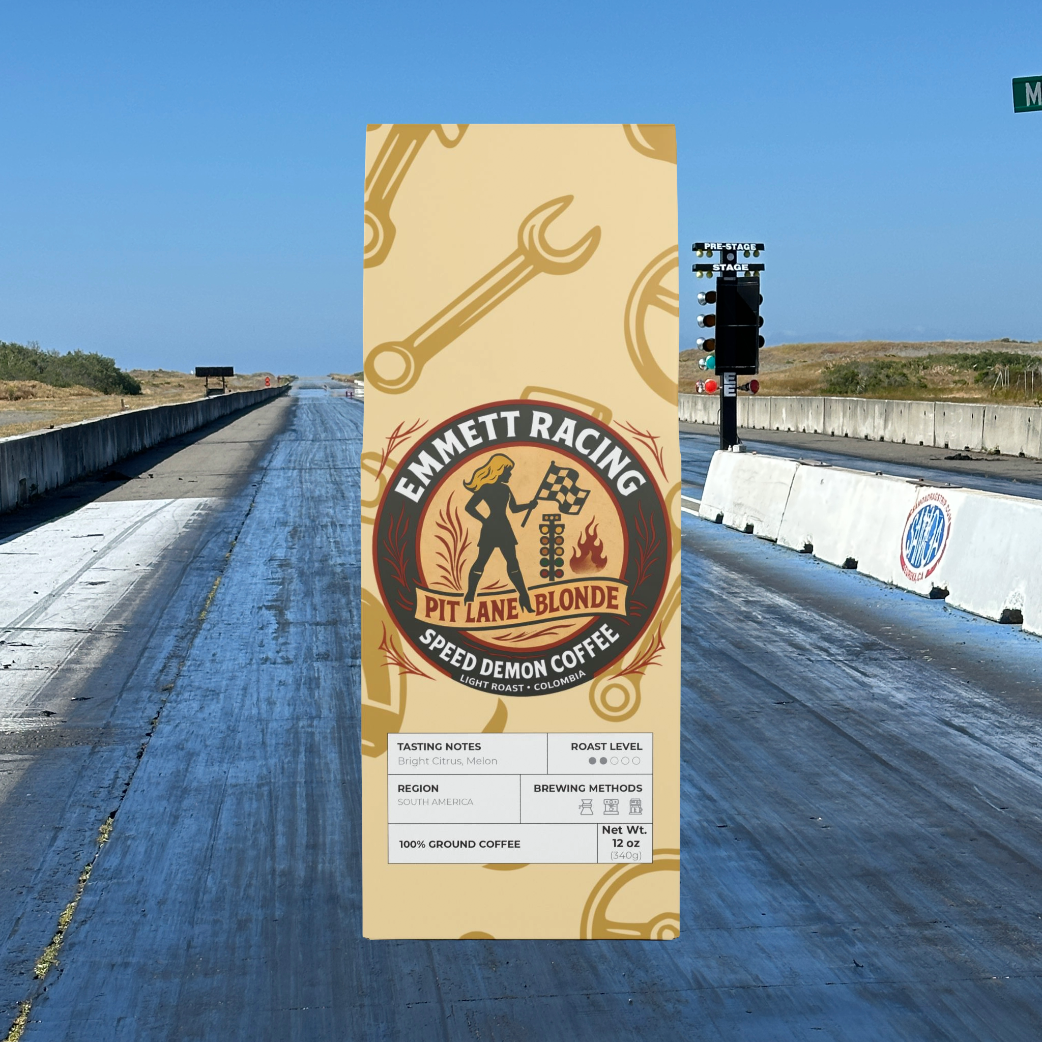 Pit Lane Blonde (Light Roast) Emmett Racing’s Speed Demon Coffee product thumbnail image Pit Lane Blonde (Light Roast) Emmett Racing’s Speed Demon Coffee product thumbnail image