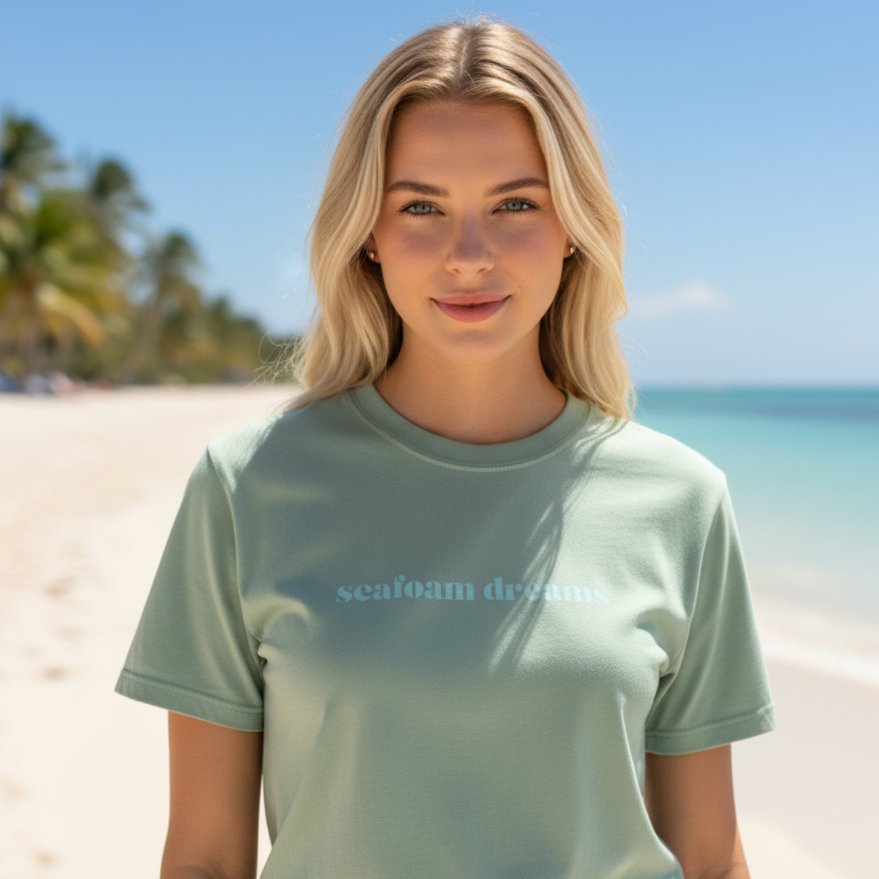 Seafoam Dreams Comfort Tee | From the Seafoam Dreams Collection by Summer Lovin’ Co| Retro Beachwear | Minimalist Ocean product thumbnail image Seafoam Dreams Comfort Tee | From the Seafoam Dreams Collection by Summer Lovin’ Co| Retro Beachwear | Minimalist Ocean product thumbnail image