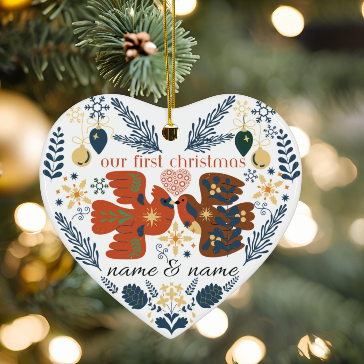 Personalized Christmas Ornament, Heart Shape, First Christmas Together, Holiday Decor, Gift for Couples, Home Decoration product thumbnail image Personalized Christmas Ornament, Heart Shape, First Christmas Together, Holiday Decor, Gift for Couples, Home Decoration product thumbnail image