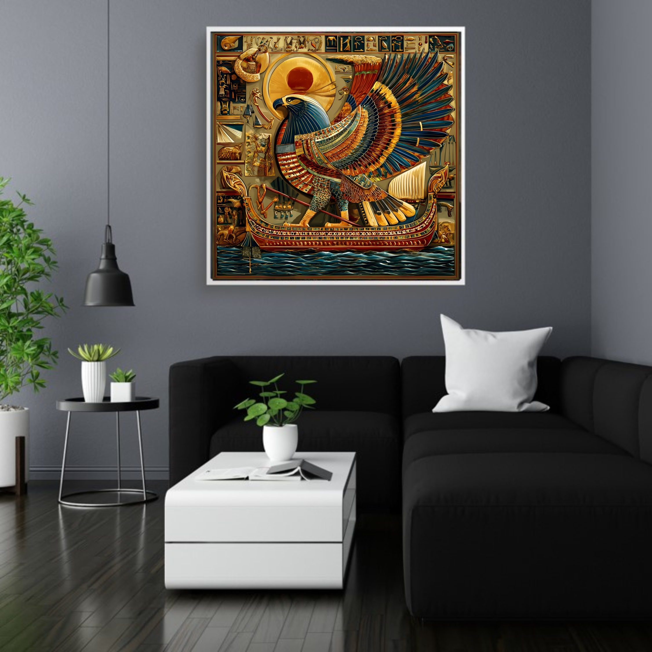 Artistic Silk Poster - Colorful Golden Egyptian Ra God Print for Home &amp; Outdoor Decor product thumbnail image