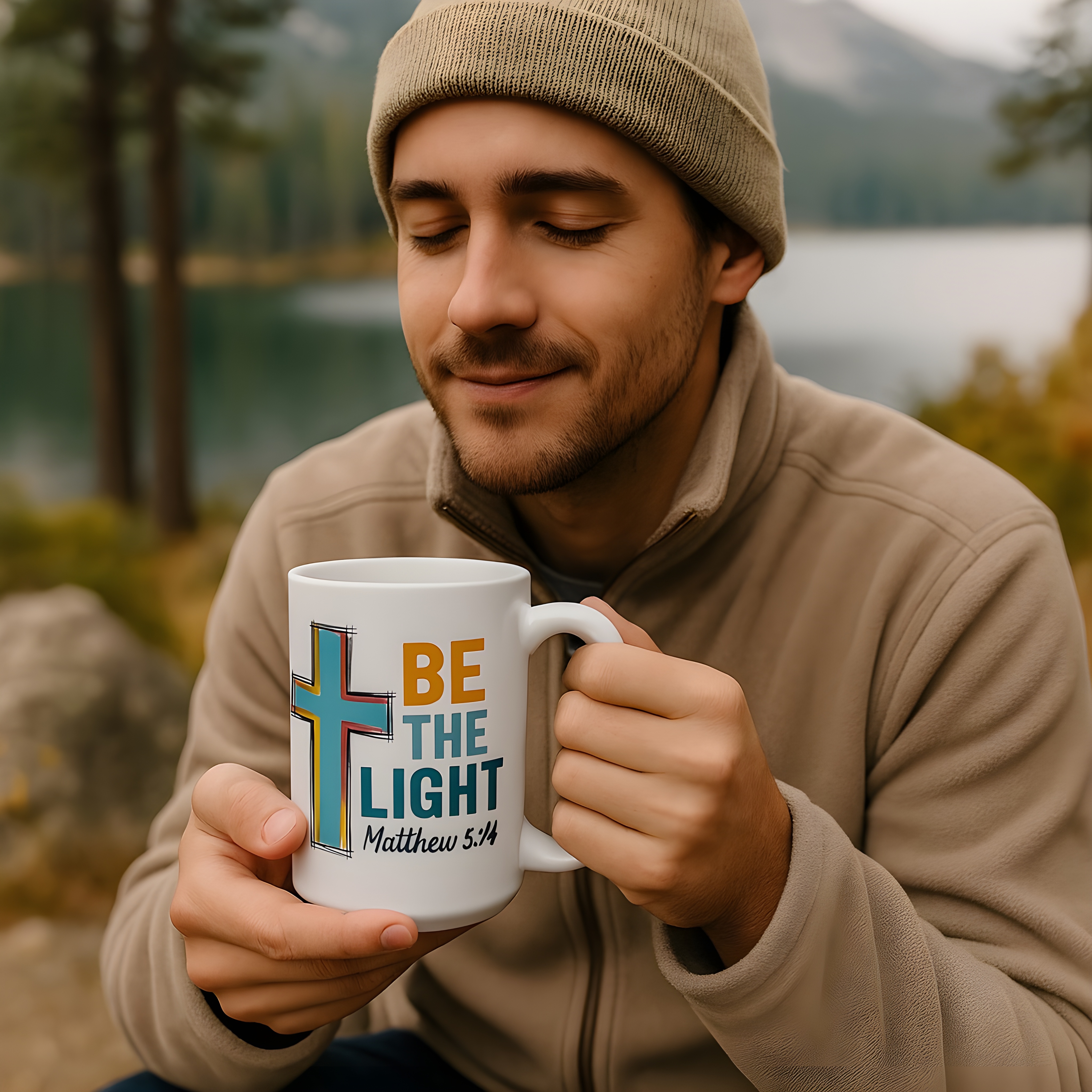 Be The Light Matthew 5:14 Christian Mug – Faith and Coffee Cup with Bible Verse, Inspirational Gift for Women and Men, Dishwasher &amp; Microwave Safe 11oz or 15oz product thumbnail image