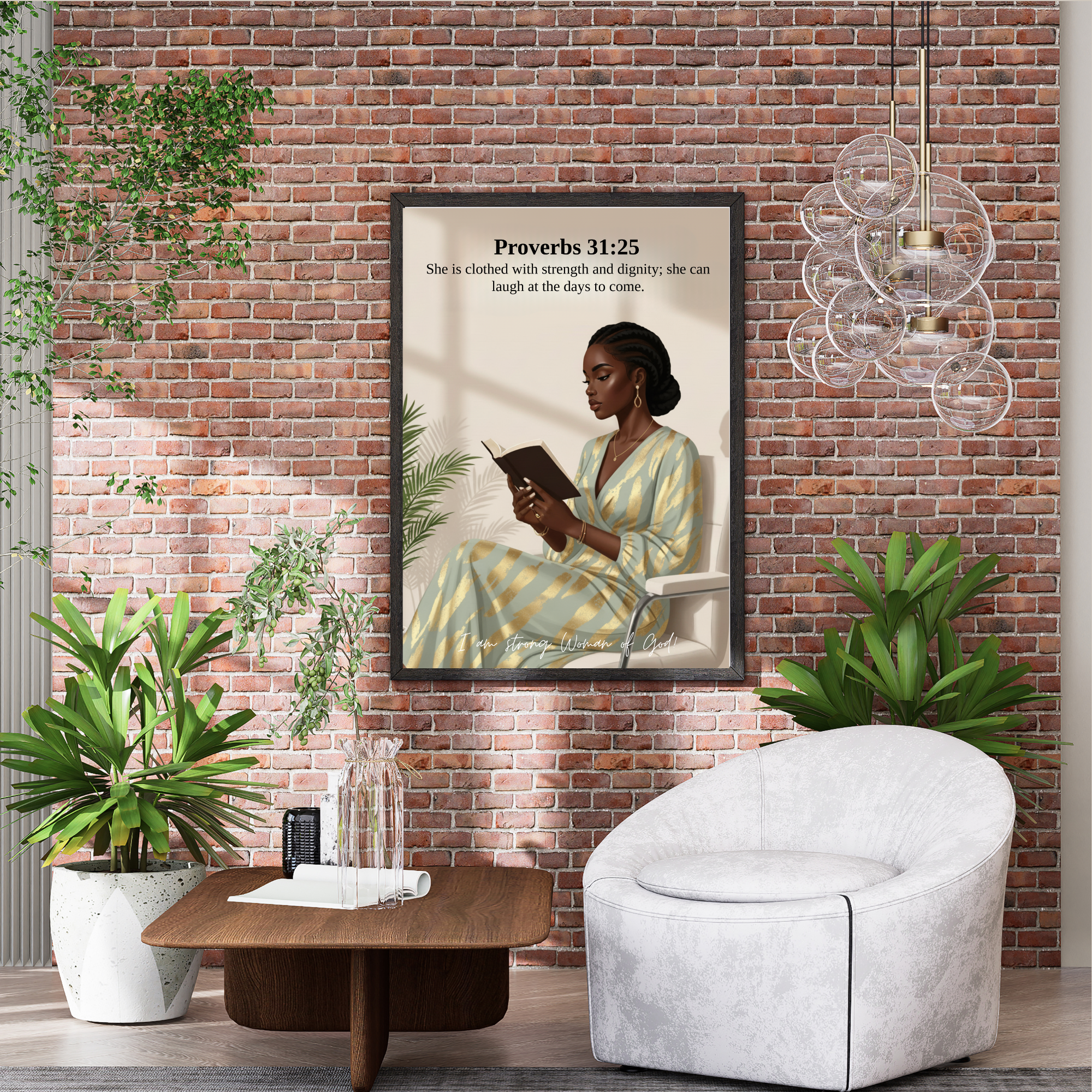 Elegant Inspirational Framed Poster, Proverbs 31:25 Art, Motivational Wall Decor, Gift for Women, Home Office Decoration, Faith-Based Art product thumbnail image Elegant Inspirational Framed Poster, Proverbs 31:25 Art, Motivational Wall Decor, Gift for Women, Home Office Decoration, Faith-Based Art product thumbnail image