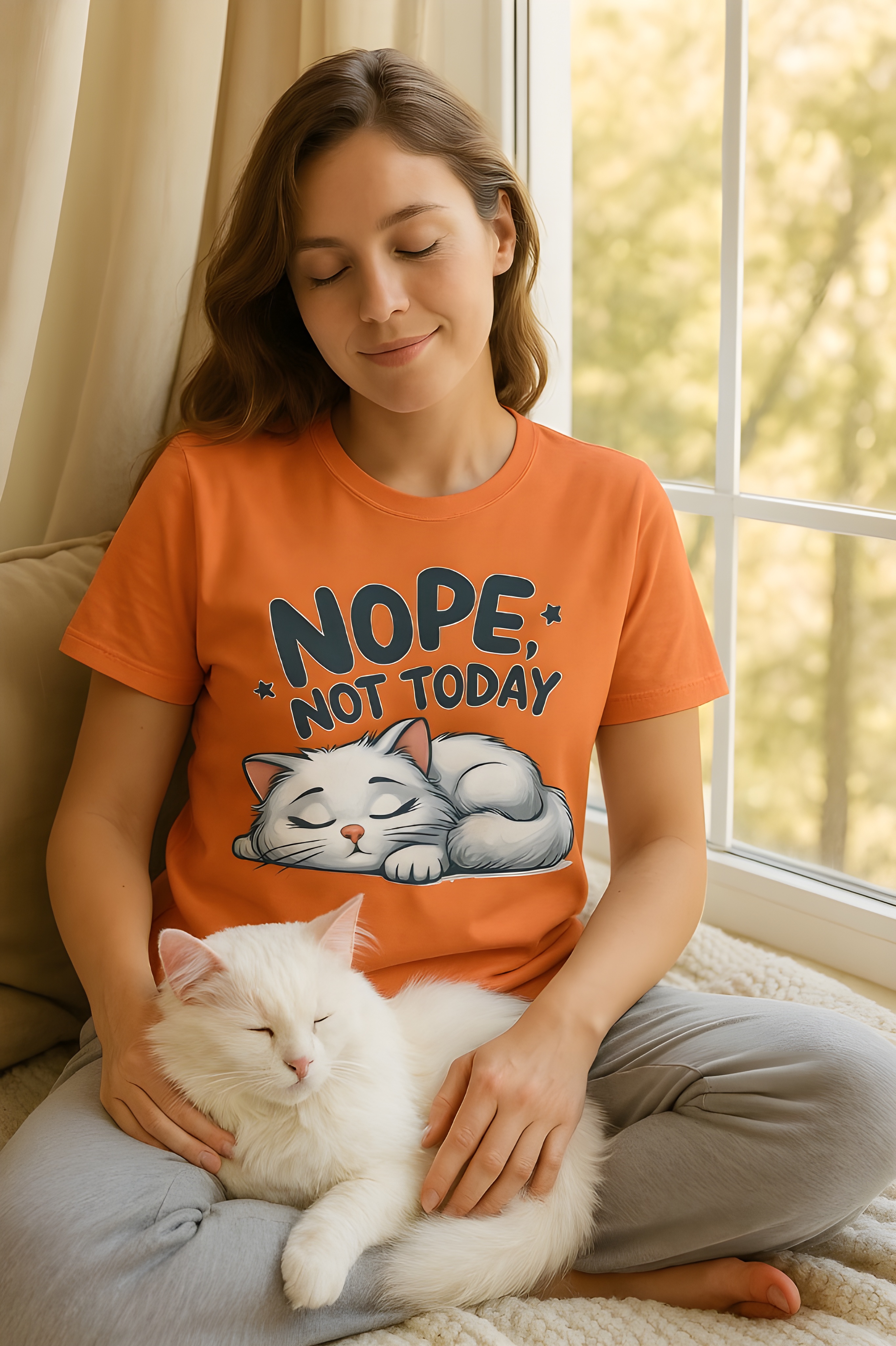 Nope Not Today Cat Shirt – Funny Lazy Day Tee for Women and Men, Cute Softstyle T-Shirt, Cozy Relaxed Graphic Tee, Cat Lover Gift Shirt product thumbnail image
