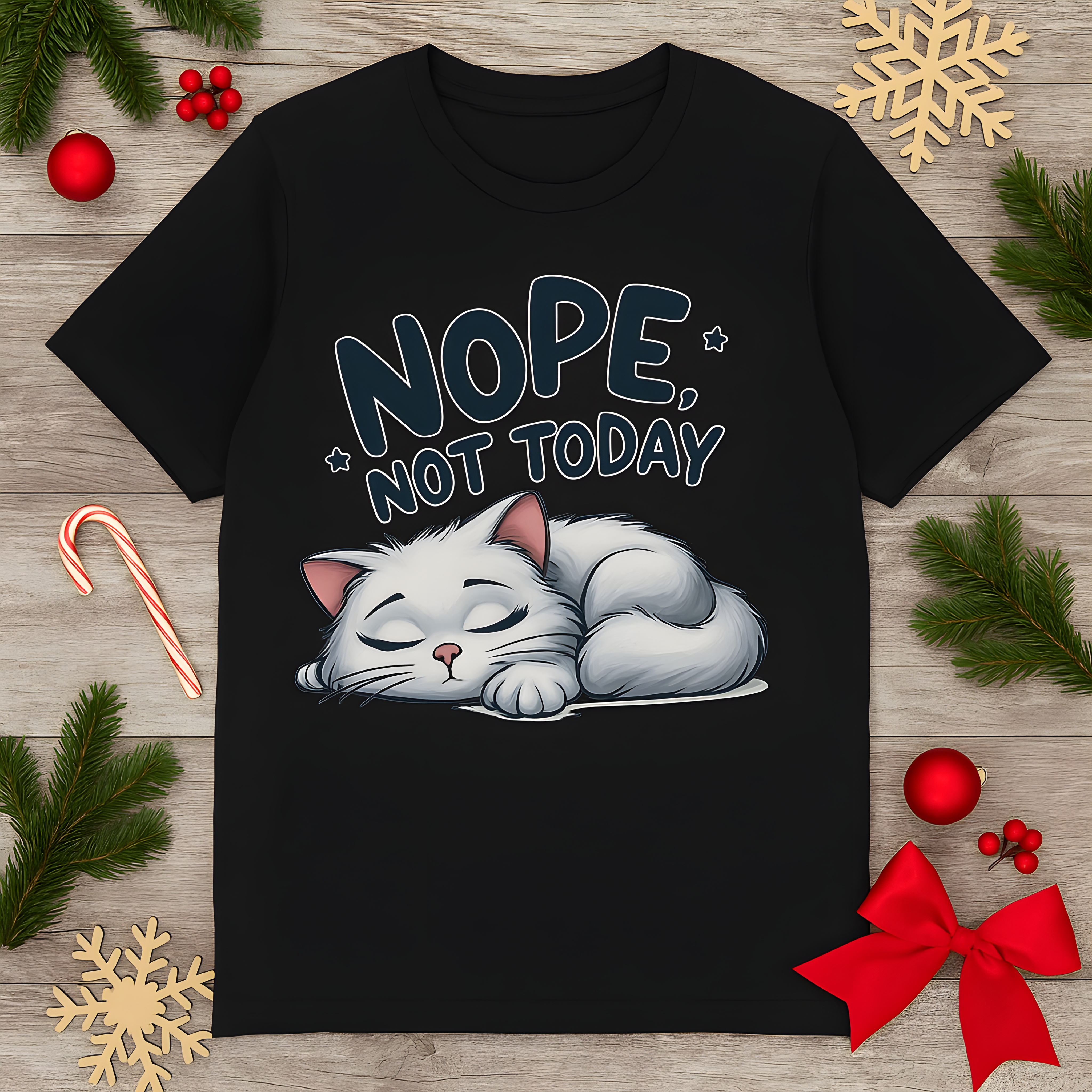 Nope Not Today Cat Shirt – Funny Lazy Day Tee for Women and Men, Cute Softstyle T-Shirt, Cozy Relaxed Graphic Tee, Cat Lover Gift Shirt product thumbnail image